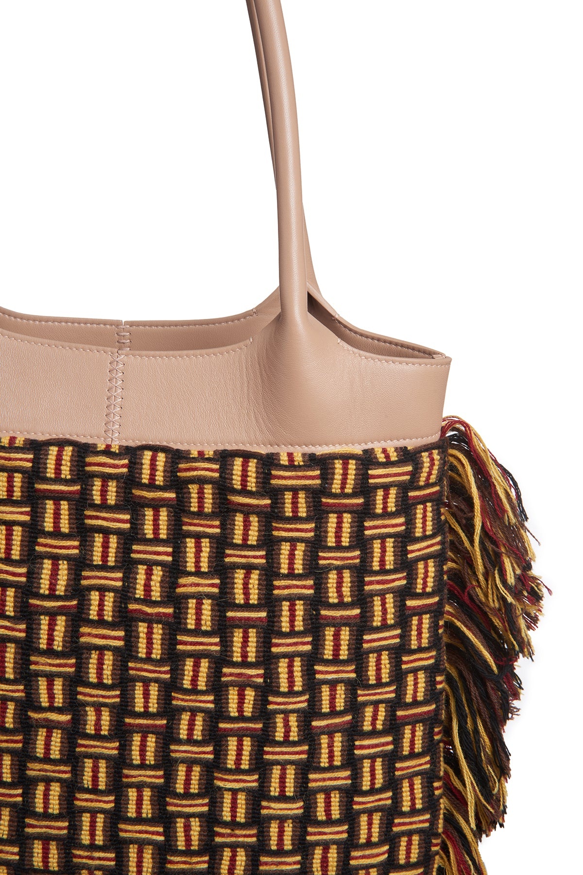 Tote Bag in Nude Nappa Leather with Macrame - 2