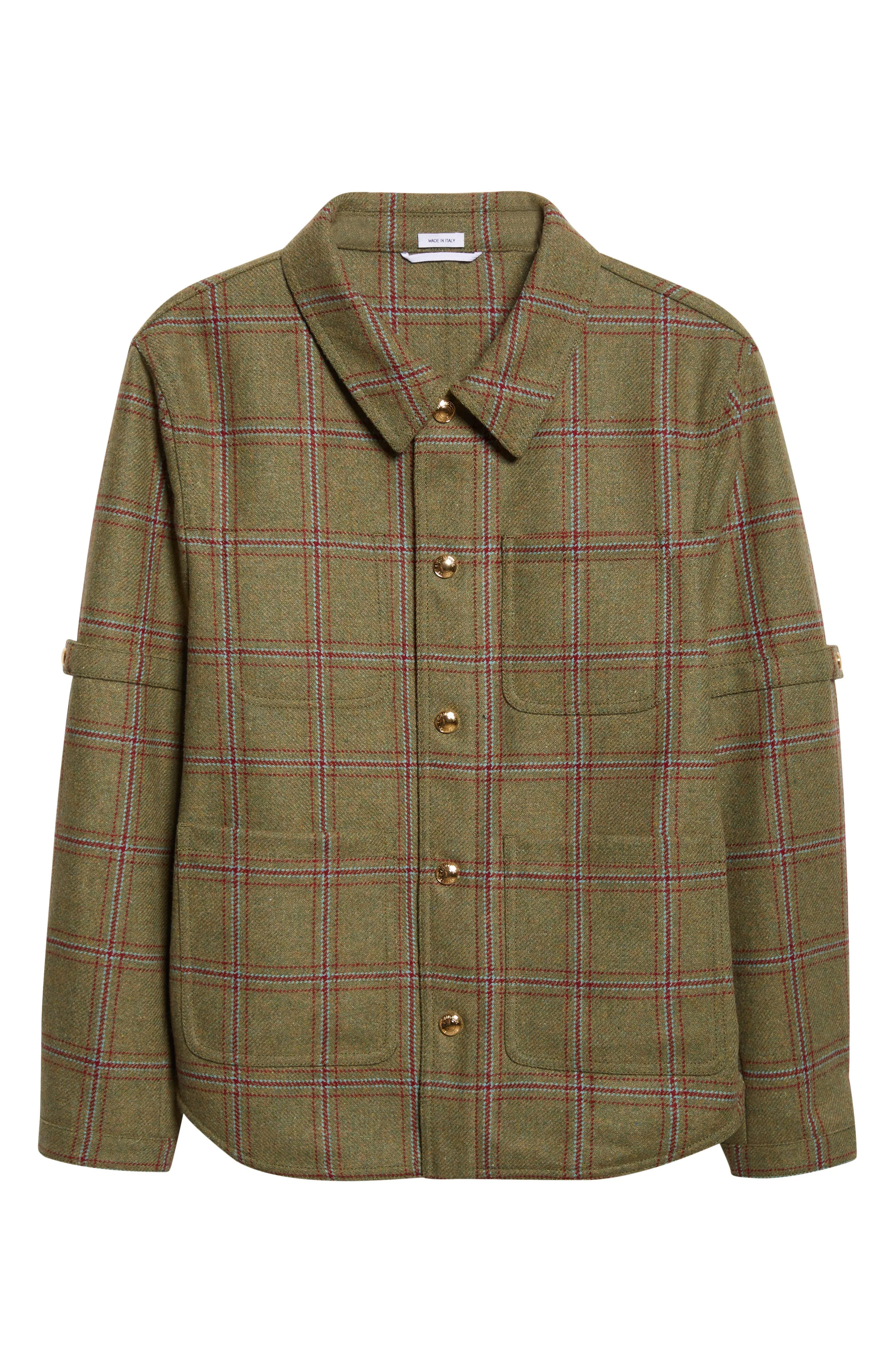 Thom Browne Armband Plaid Wool Utility Jacket in Green at Nordstrom - 1