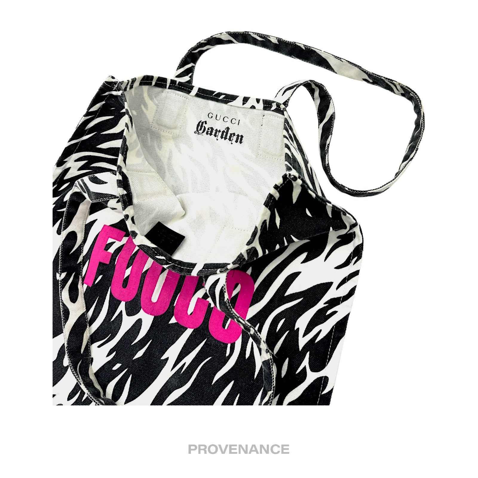 Gucci Garden FUOCO Zebra Cotton Tote Bag - Black/White - 3