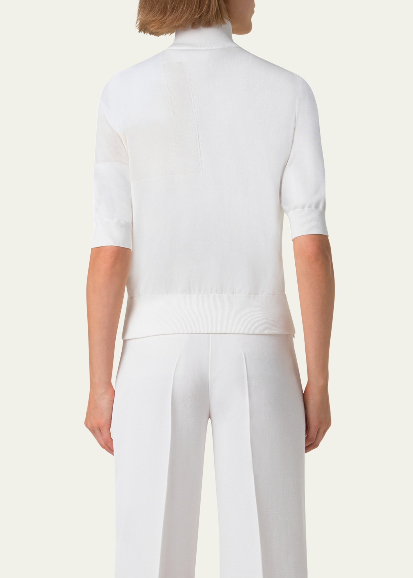 Trapeze Jacquard Elbow-Sleeve Zip Cardigan - 3