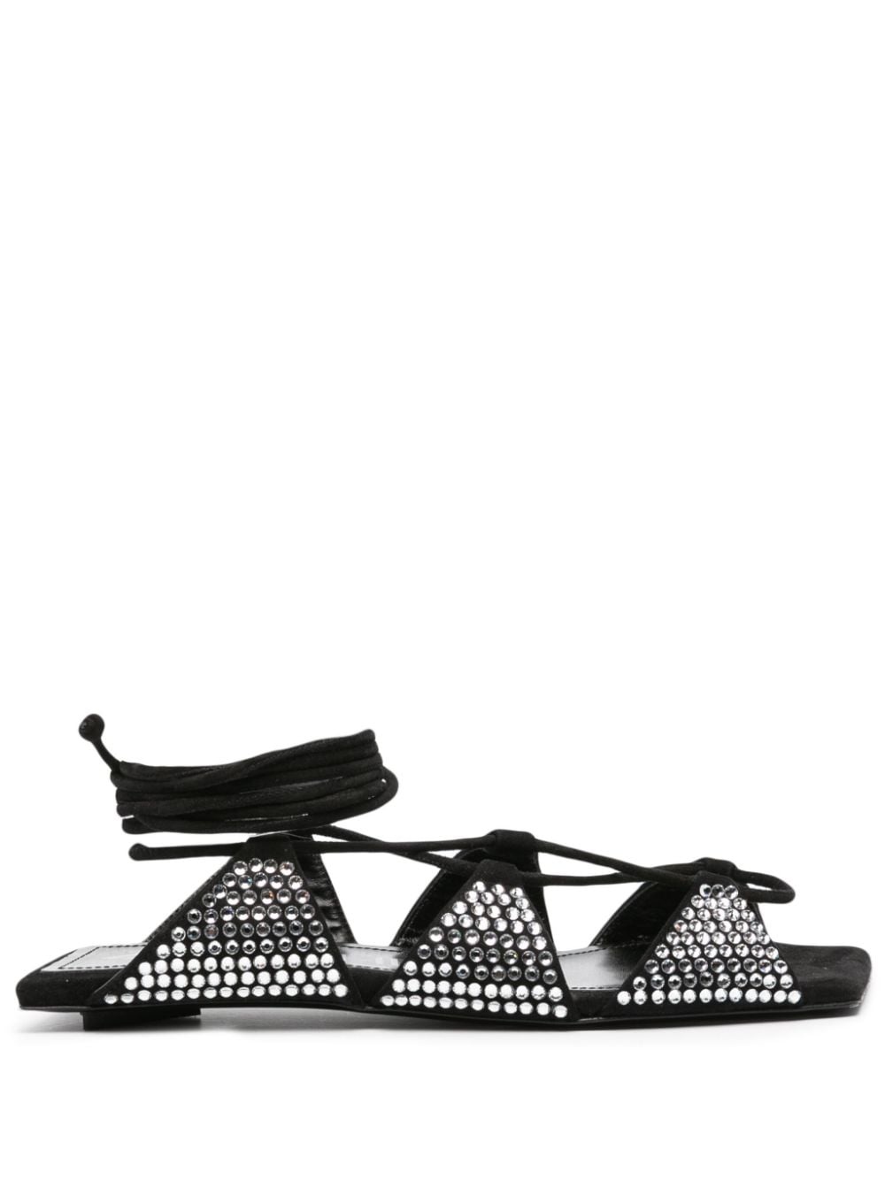 crystal-embellished square-toe leather sandals - 1