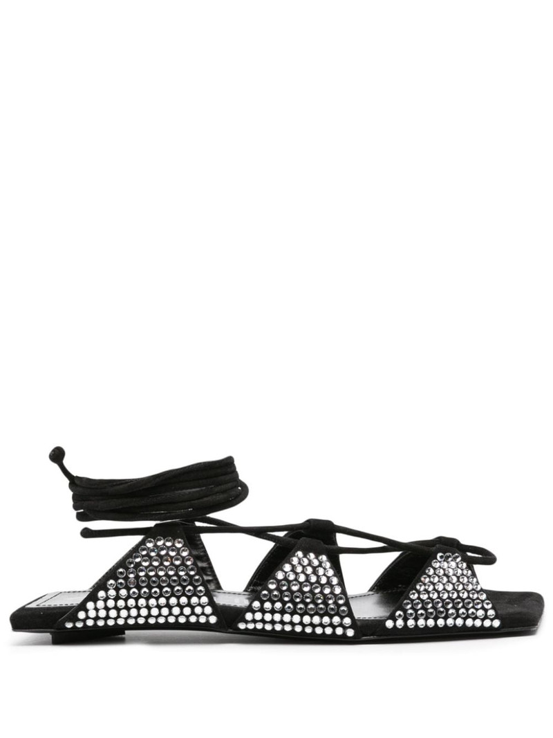 crystal-embellished square-toe leather sandals 1