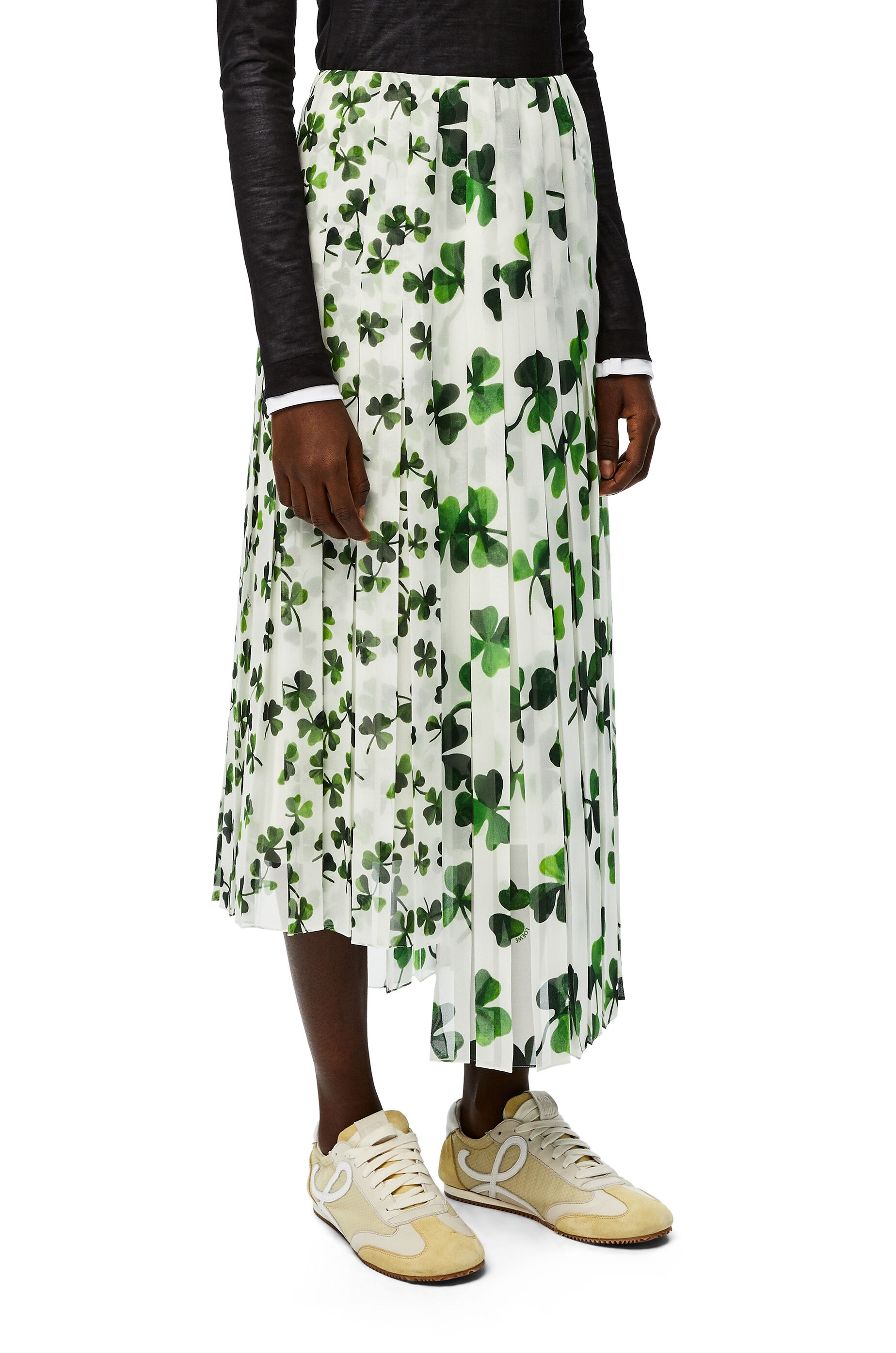 Print pleated skirt in shamrock polyester - 3