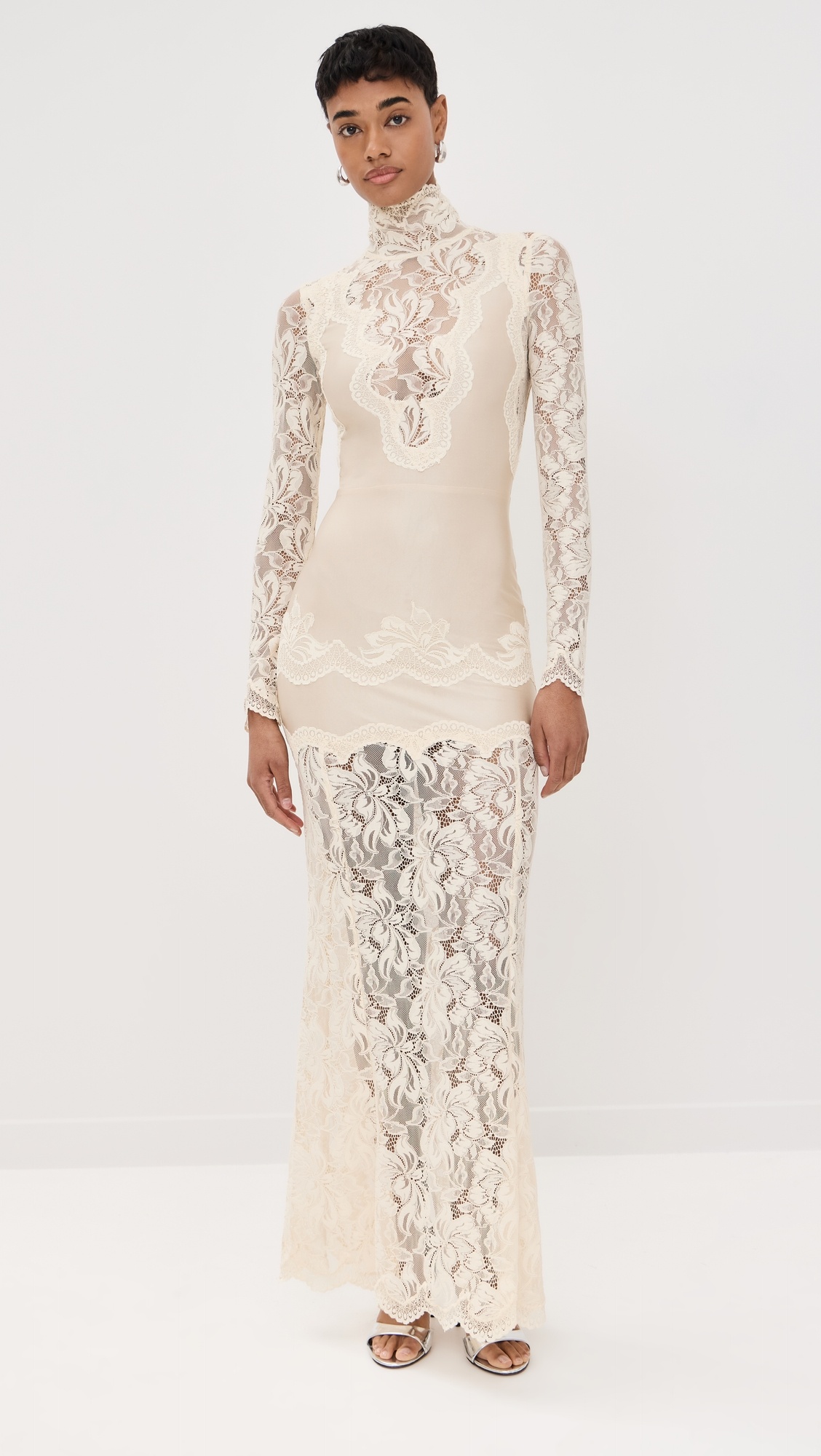 Long Dress in Lace and Jersey - 6