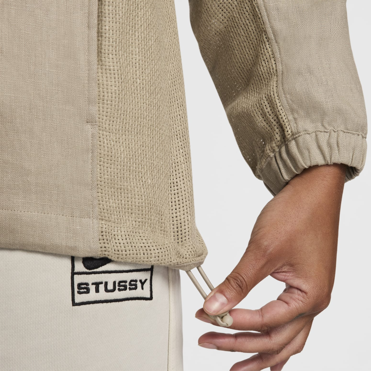 Nike x Stussy Linen Jacket Hoodie 'Beige White' FZ5751-263 - 5