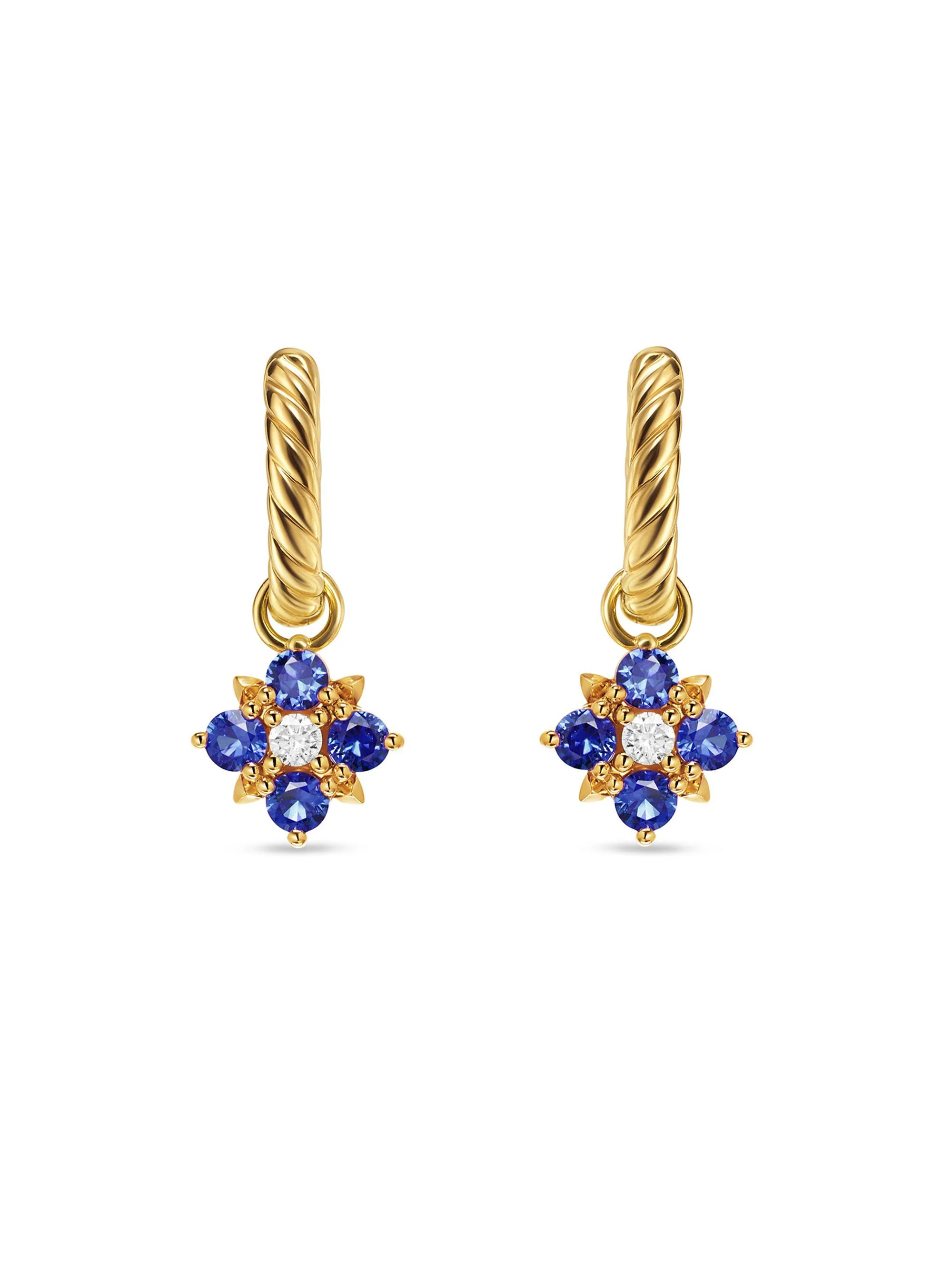 Women's Petite Modern Renaissance Color Drop Earrings in 18K Yellow Gold - Sapphire - 1