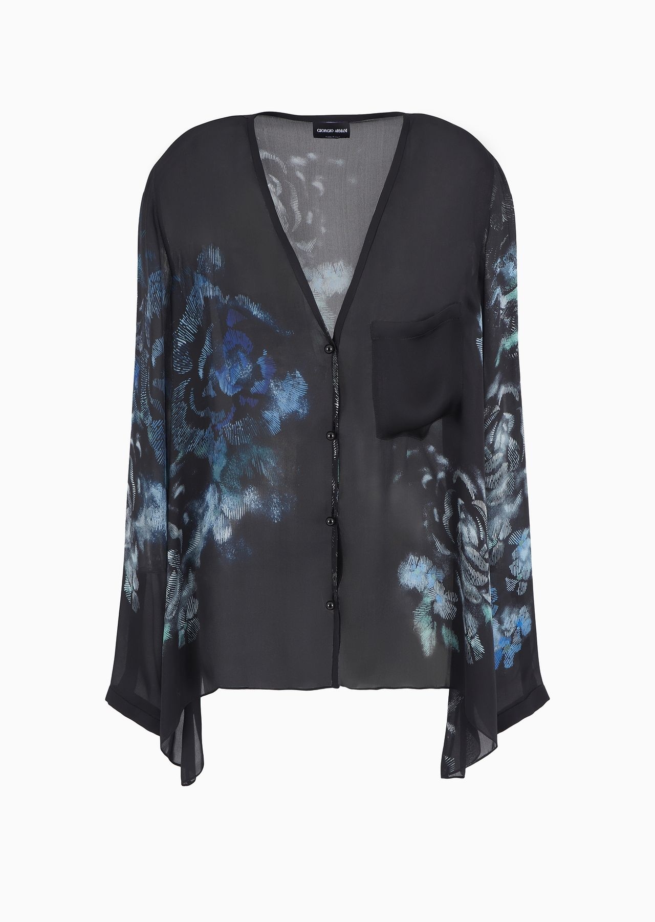 Silk-charmeuse, floral-print shirt - 1