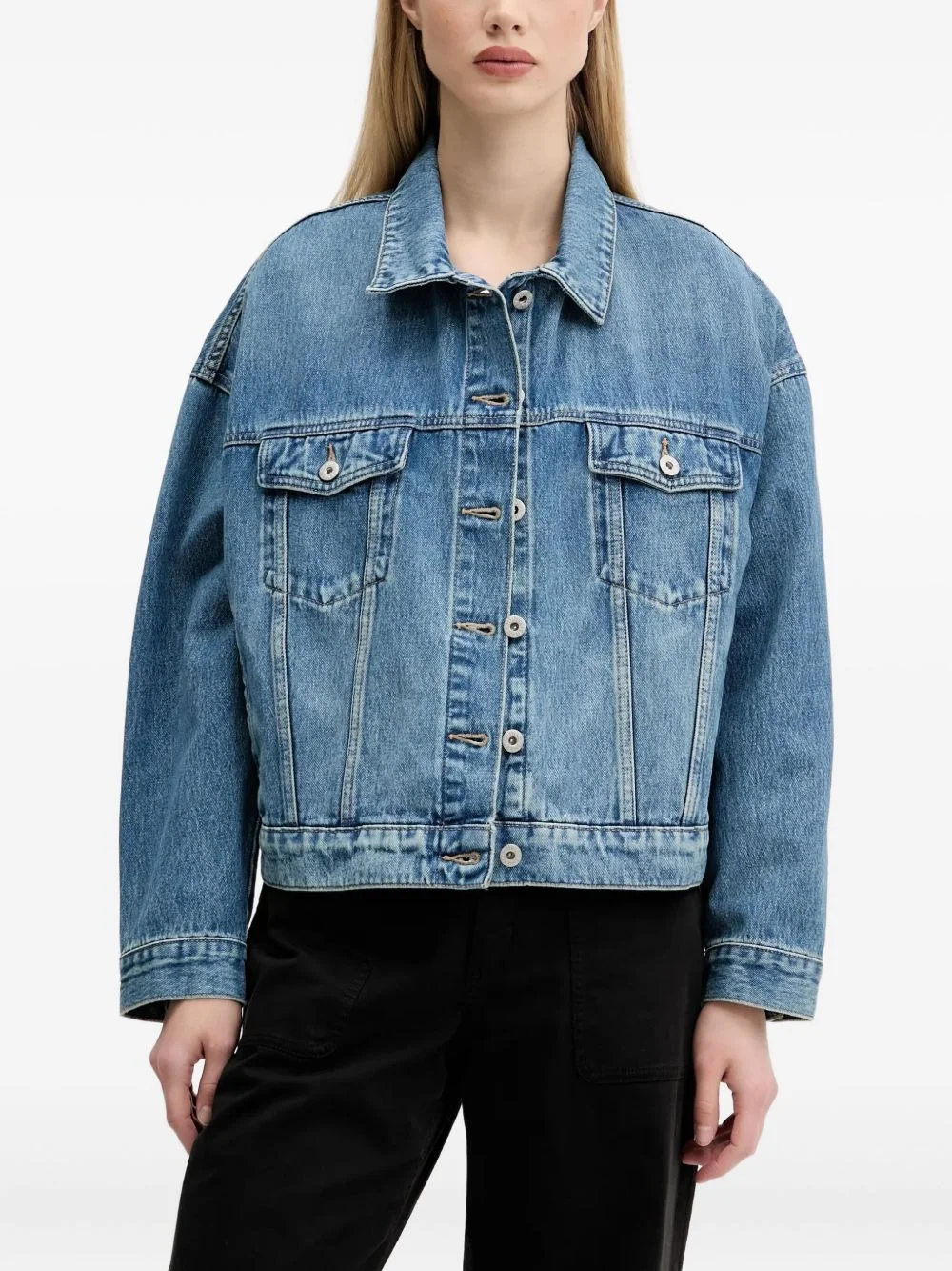 heart-logo denim jacket - 1