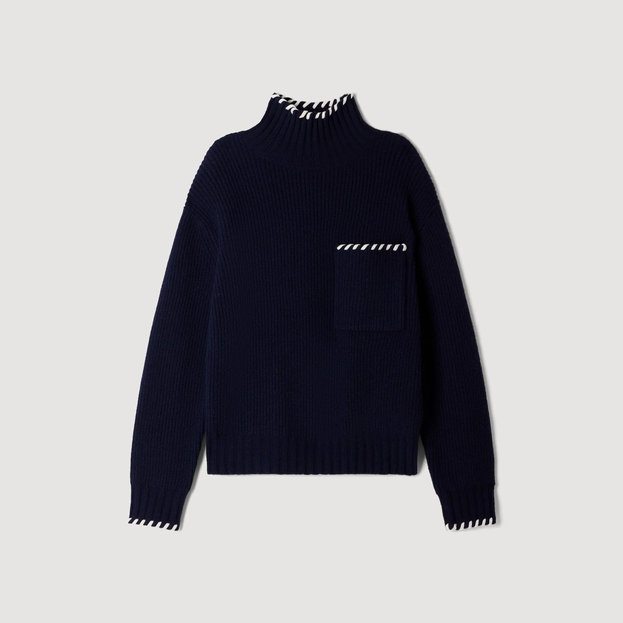 WOOL SWEATER WITH BRAIDED DETAILS - 1