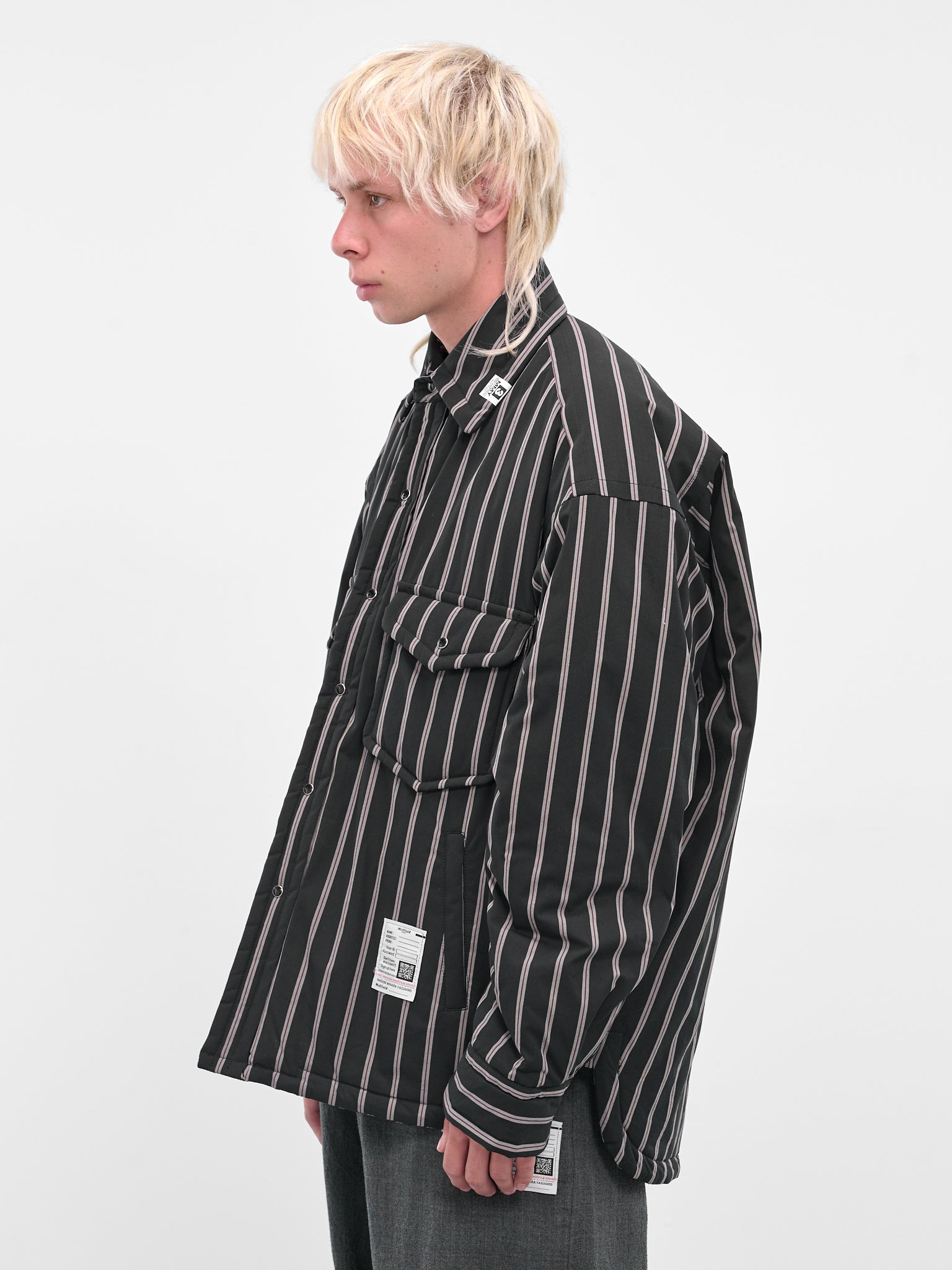 Black Striped Padded Overshirt - 2