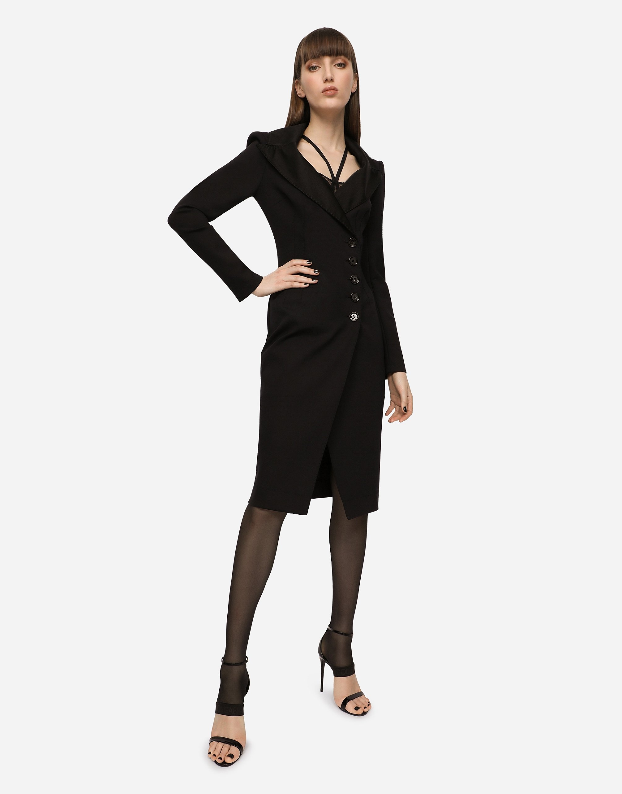 Technical jersey midi coat dress - 5