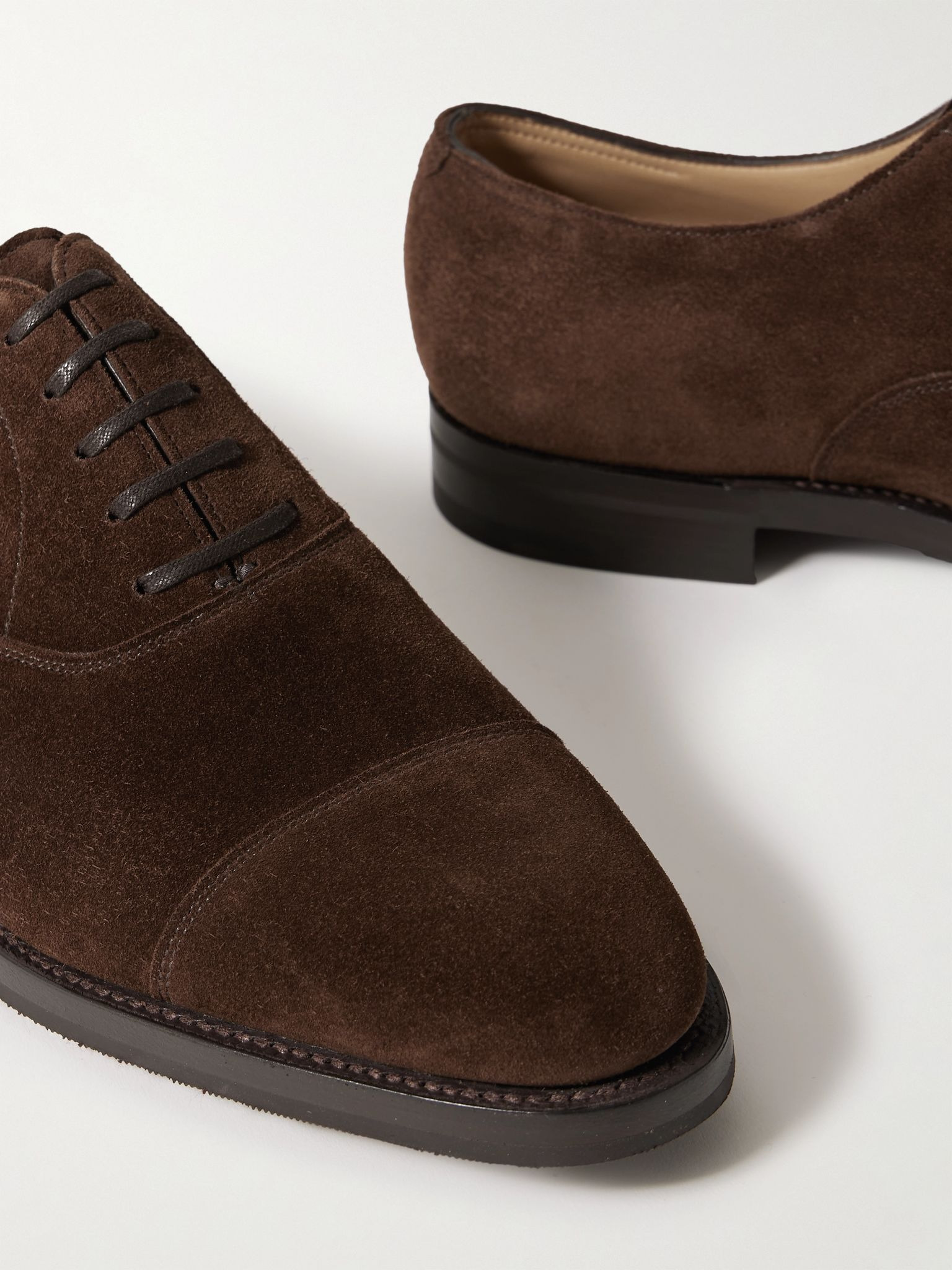 City II Cap-Toe Suede Oxford Shoes Brown - 6