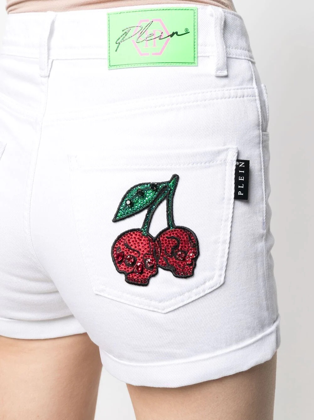 embroidered cherries hot pants - 5
