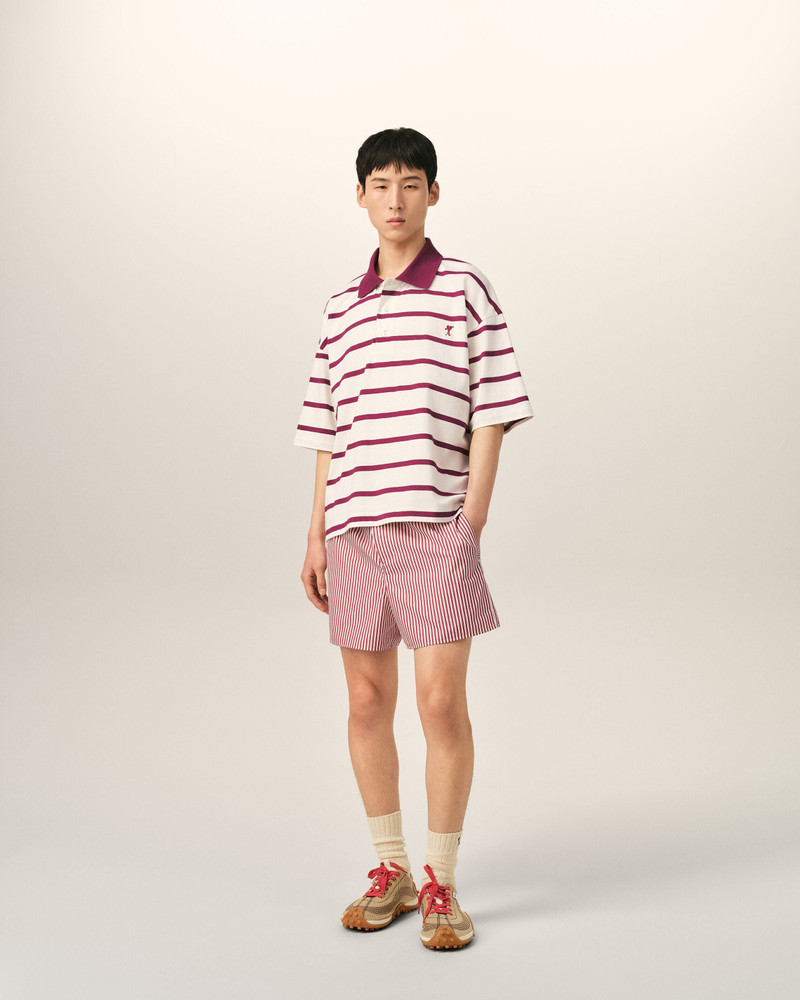 WHITE COTTON POLO WITH AMI DE COEUR ARROW 3