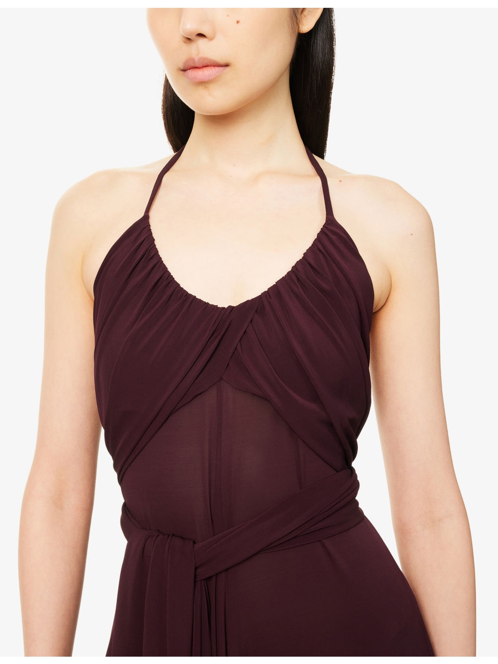 Cross Halterneck Stretch-Woven Maxi Dress - 5