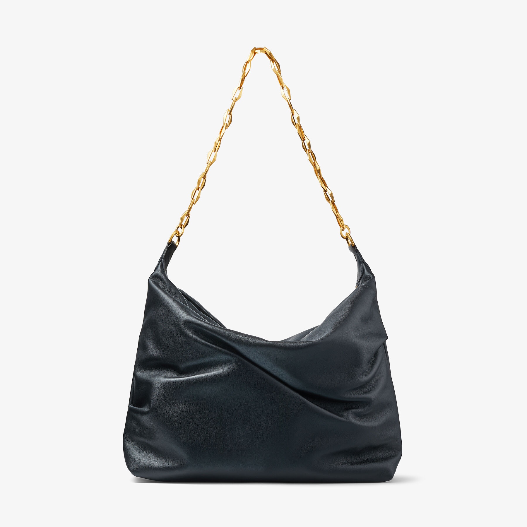 Diamond Soft Hobo M
Black Soft Calf Leather Hobo Bag with Chain Strap - 10