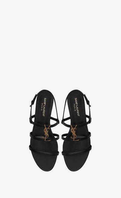 SAINT LAURENT cassandra flat sandals in smooth leather with gold-tone monogram outlook