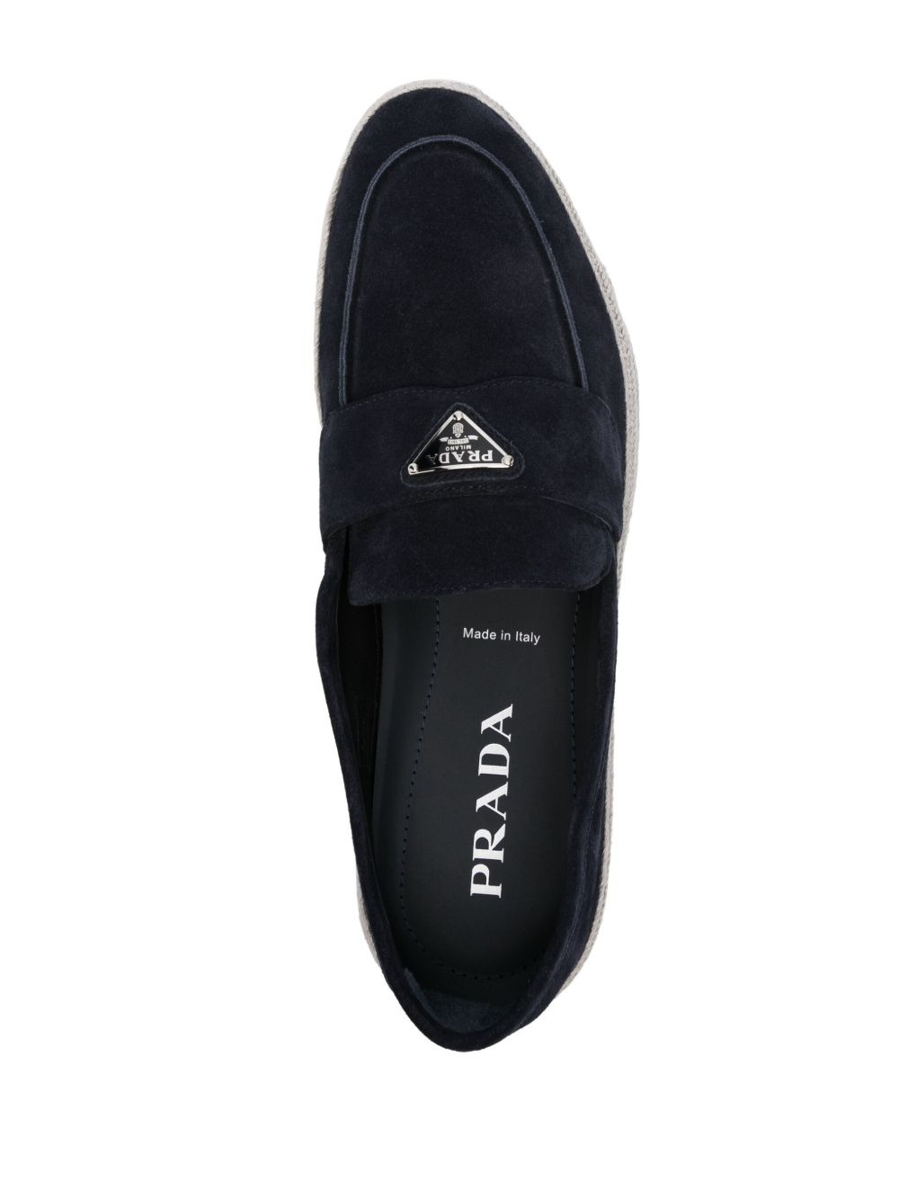 enamel triangle-logo suede loafers - 4