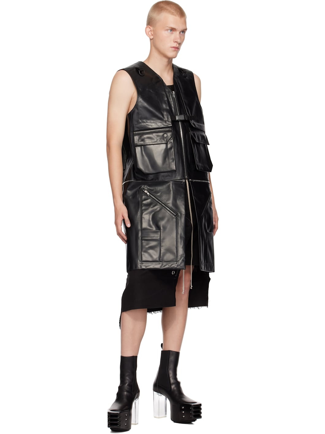 Black Porterville Utility Leather Vest - 4