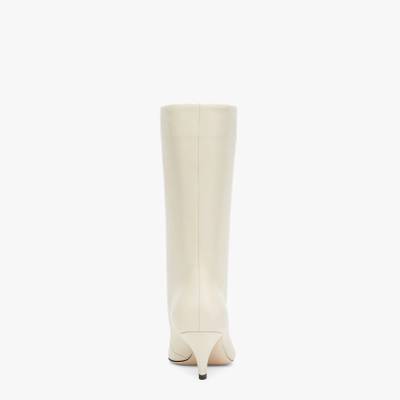 FENDI White leather boots with medium heel outlook