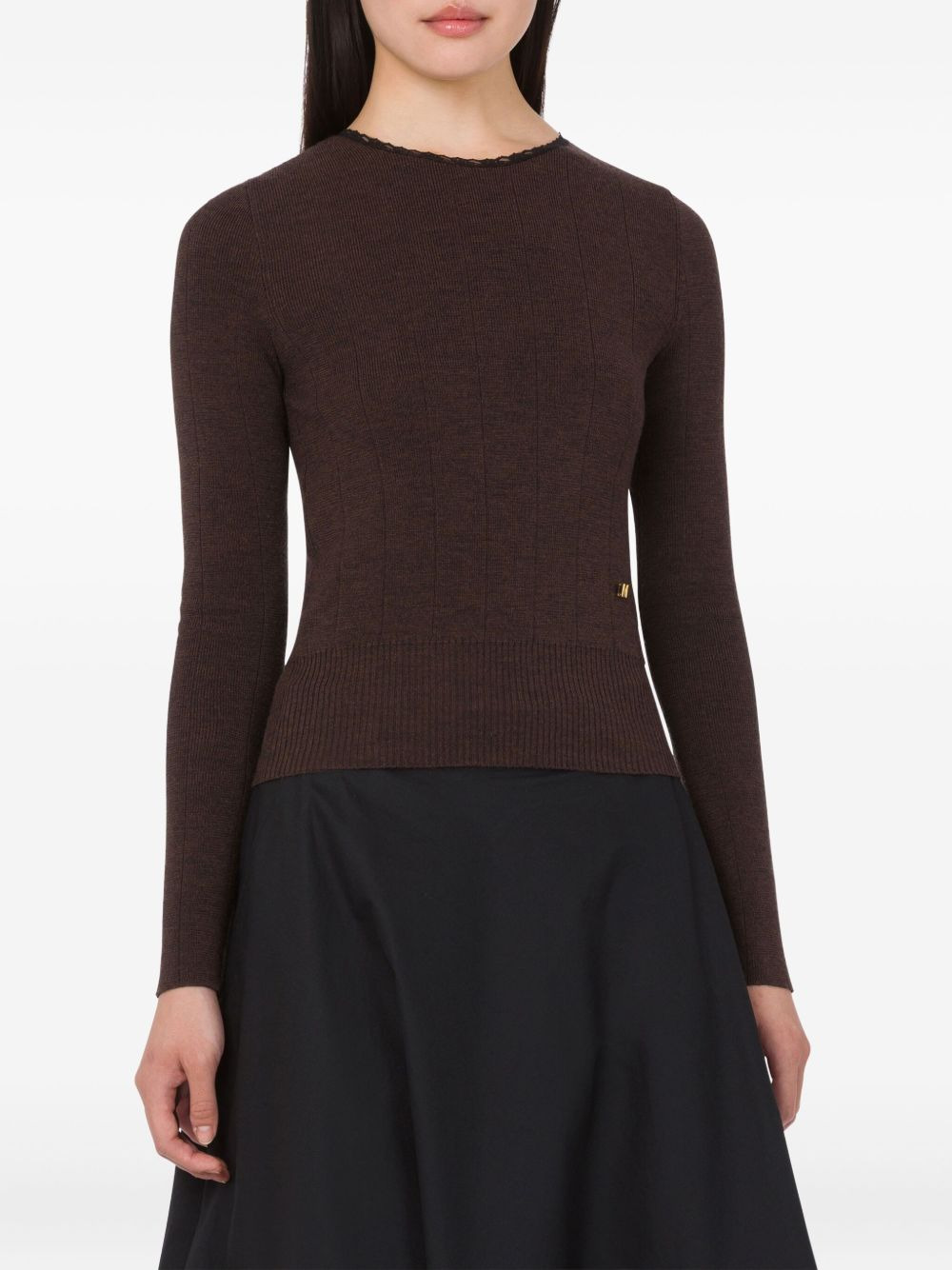lace-trimmed wool sweater - 3
