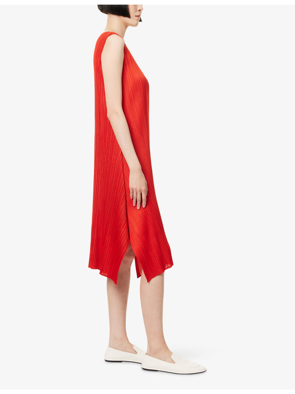 Sleeveless Pleated Knitted Midi Dress - 3