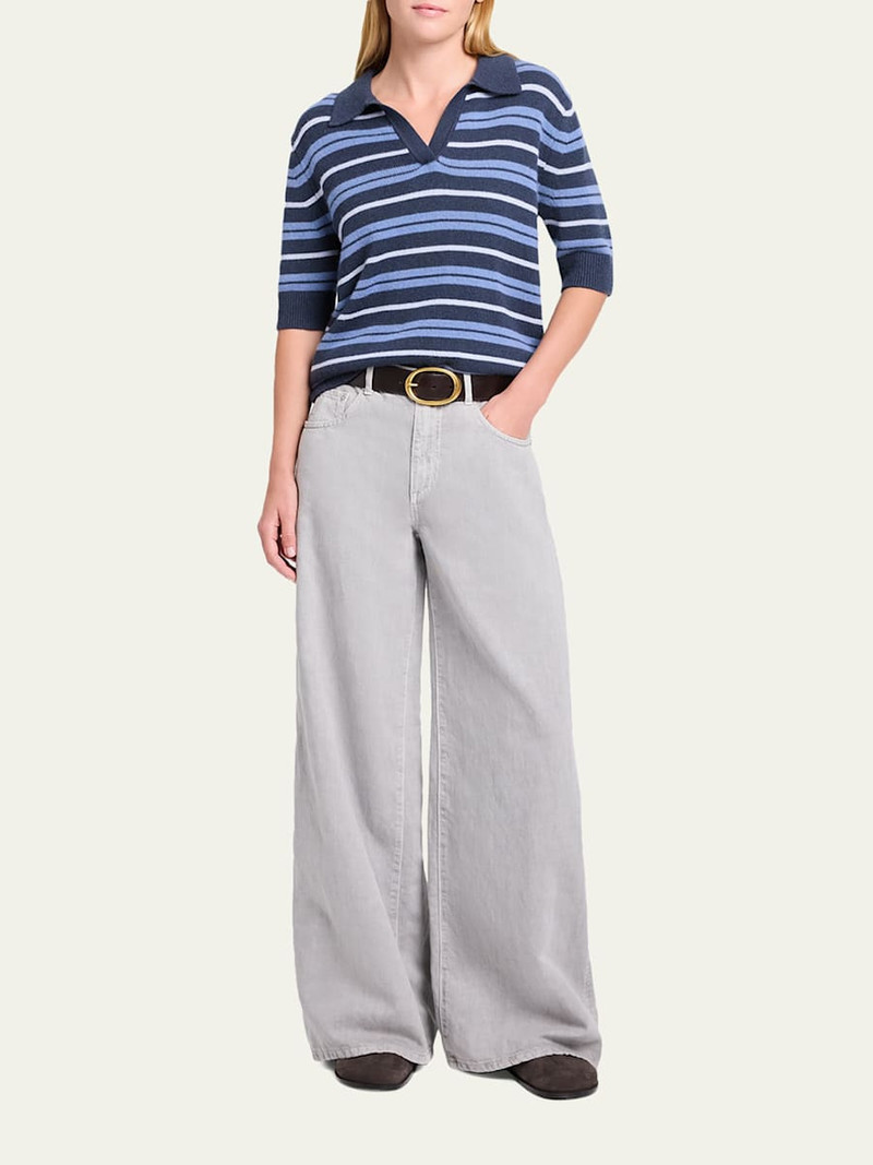 TWP Slightly Oversized Striped Cashmere Polo outlook