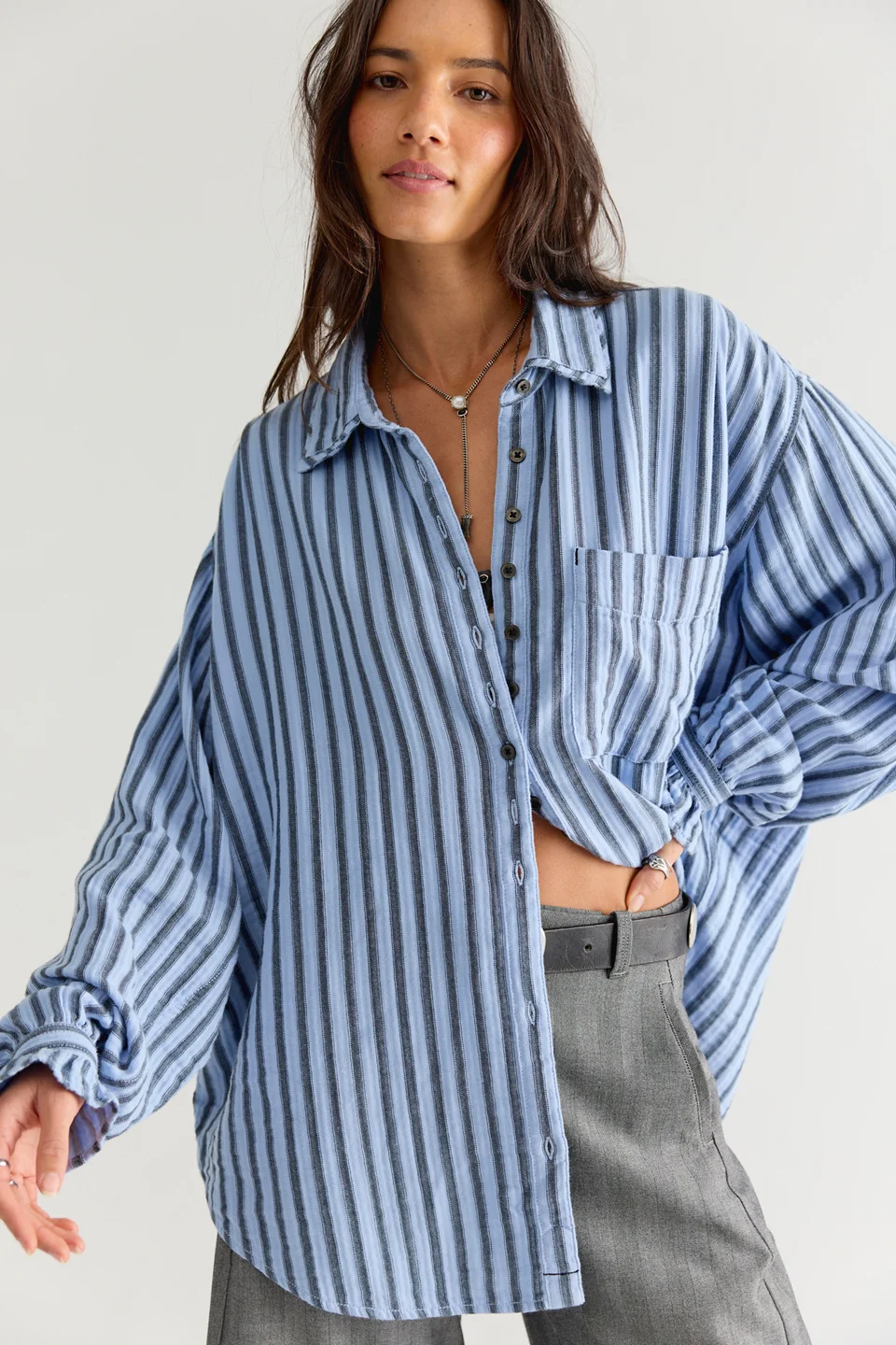 We The Free Off-Duty Double Cloth Striped Button Down - 1