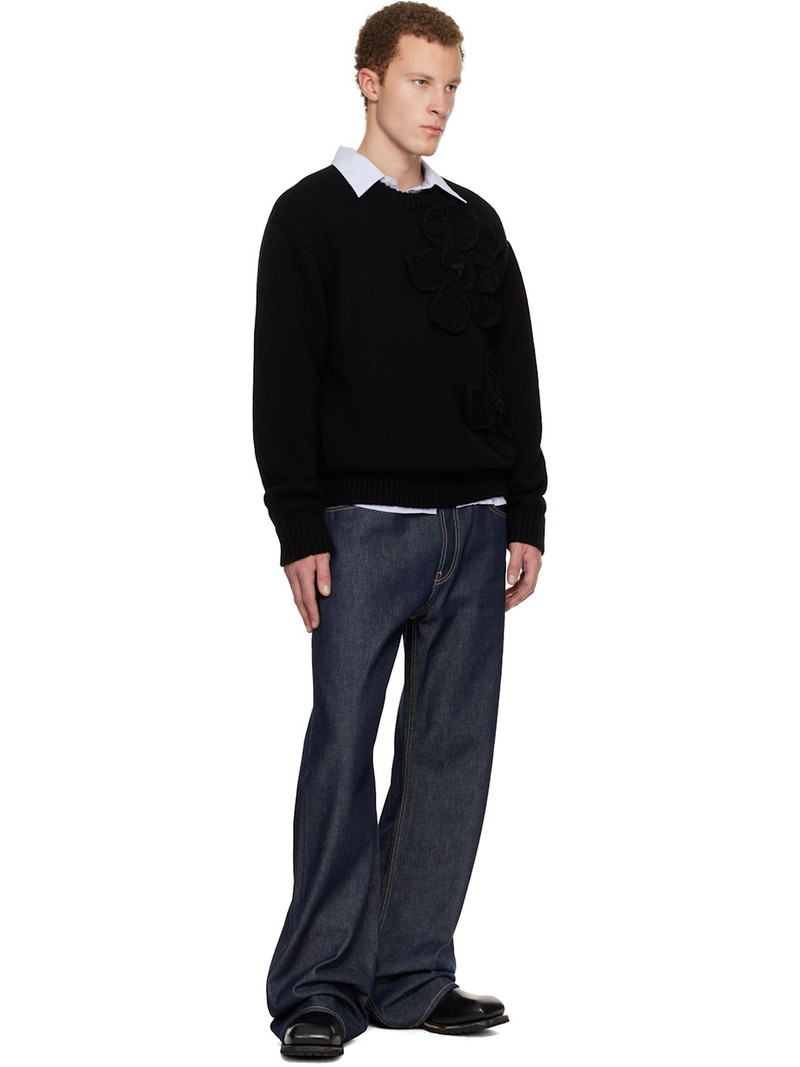 Wooyoungmi Black Flower Wool Sweater outlook