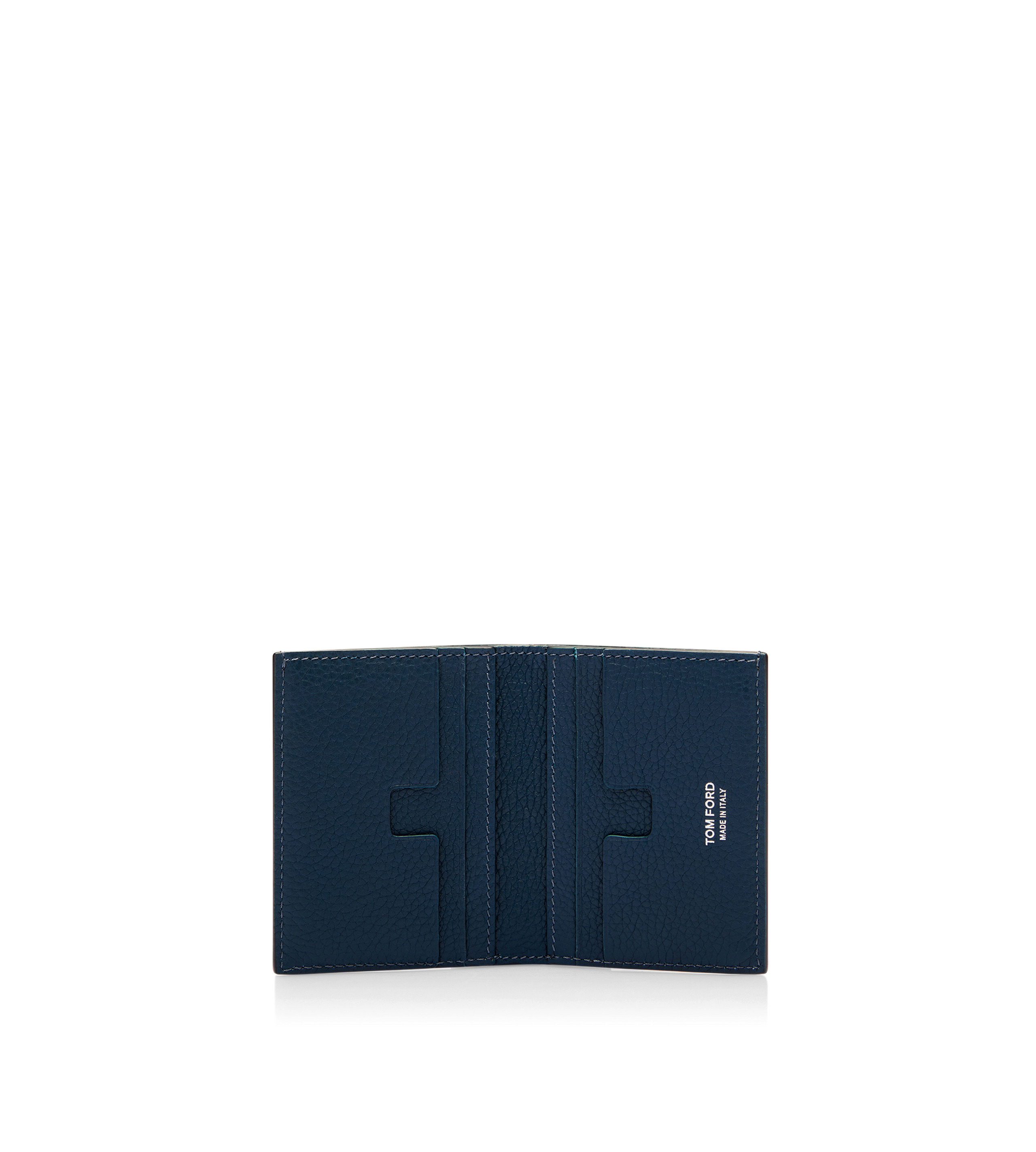 GRAIN LEATHER FOLDING CARDHOLDER - 3