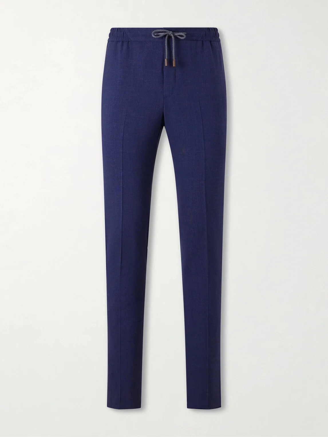 Tapered Pleated Virgin Wool, Silk and Linen-Blend Drawstring Trousers - 1