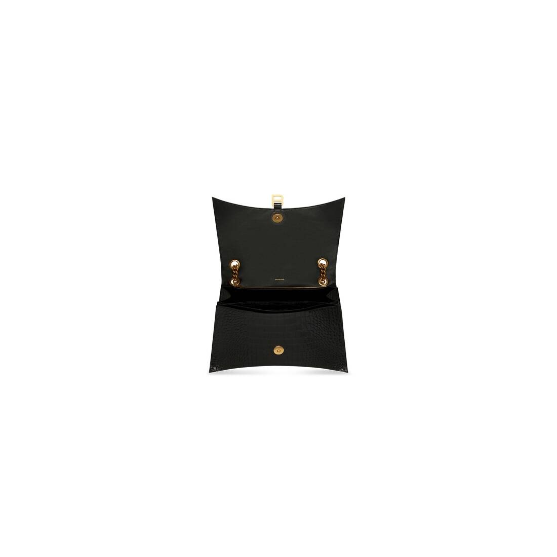 Women's Crush Large Chain Bag Crocodile Embossed  in Black - 5