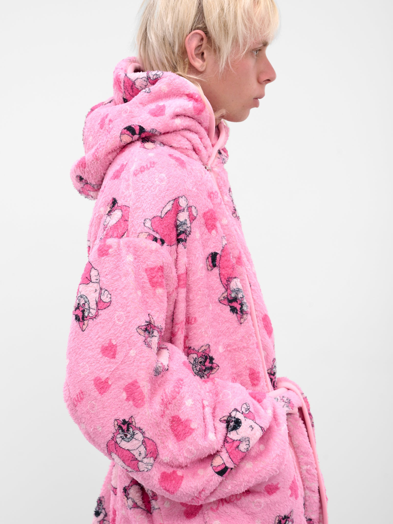 Pink Graphic Fleece Hooded Robe - 4