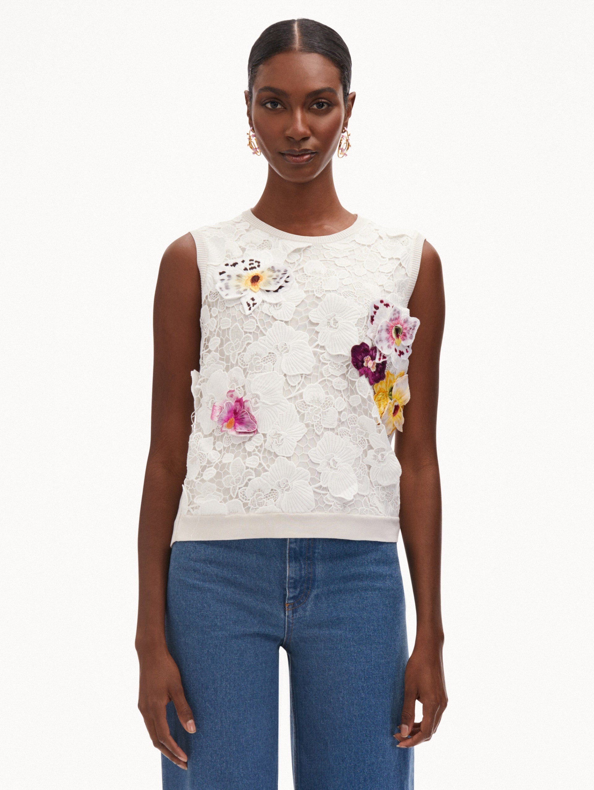 ORCHID THREADWORK INSET TANK - 2