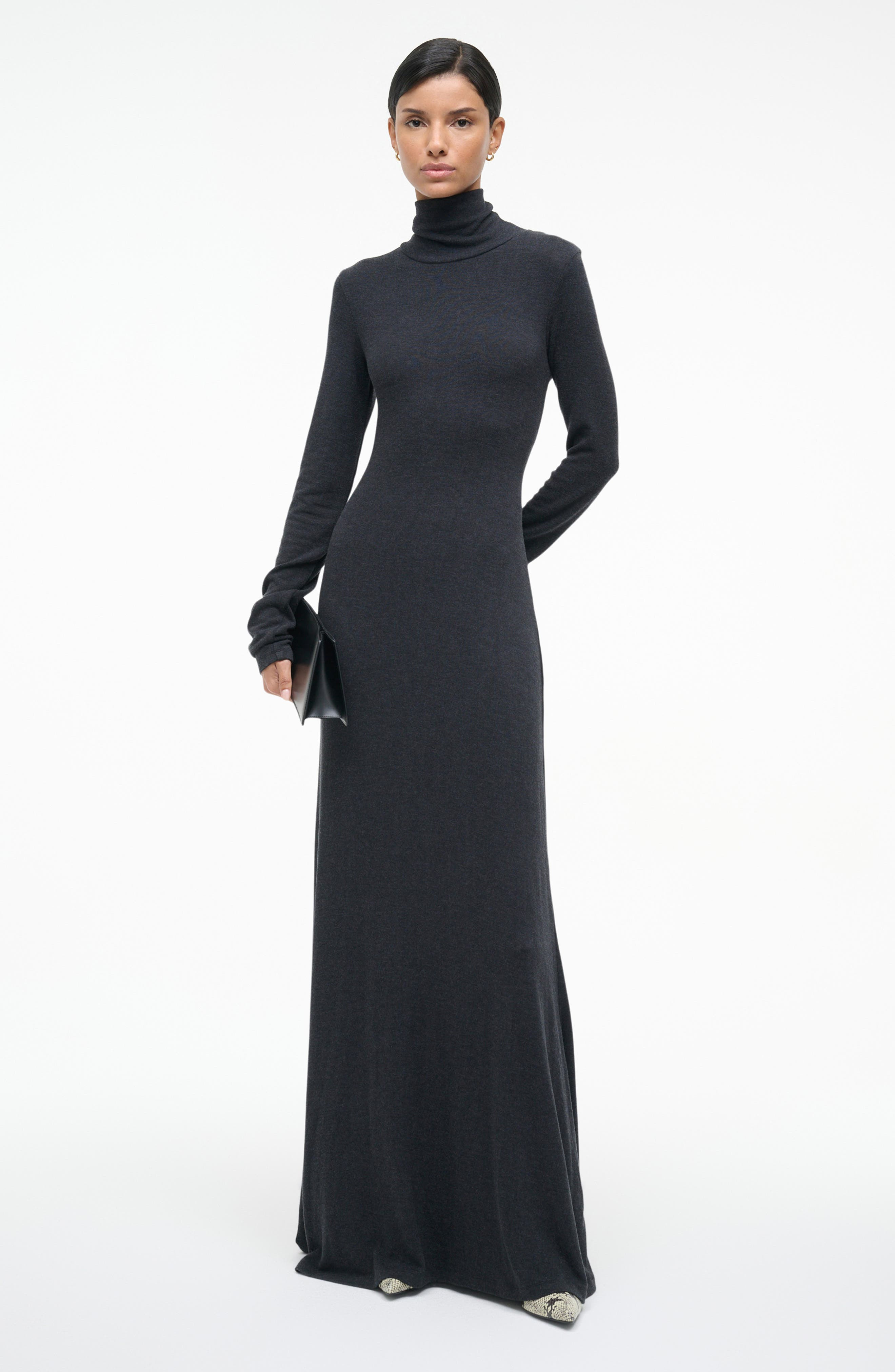 STAUD Vanya Long Sleeve Sweater Dress in Charcoal at Nordstrom - 5