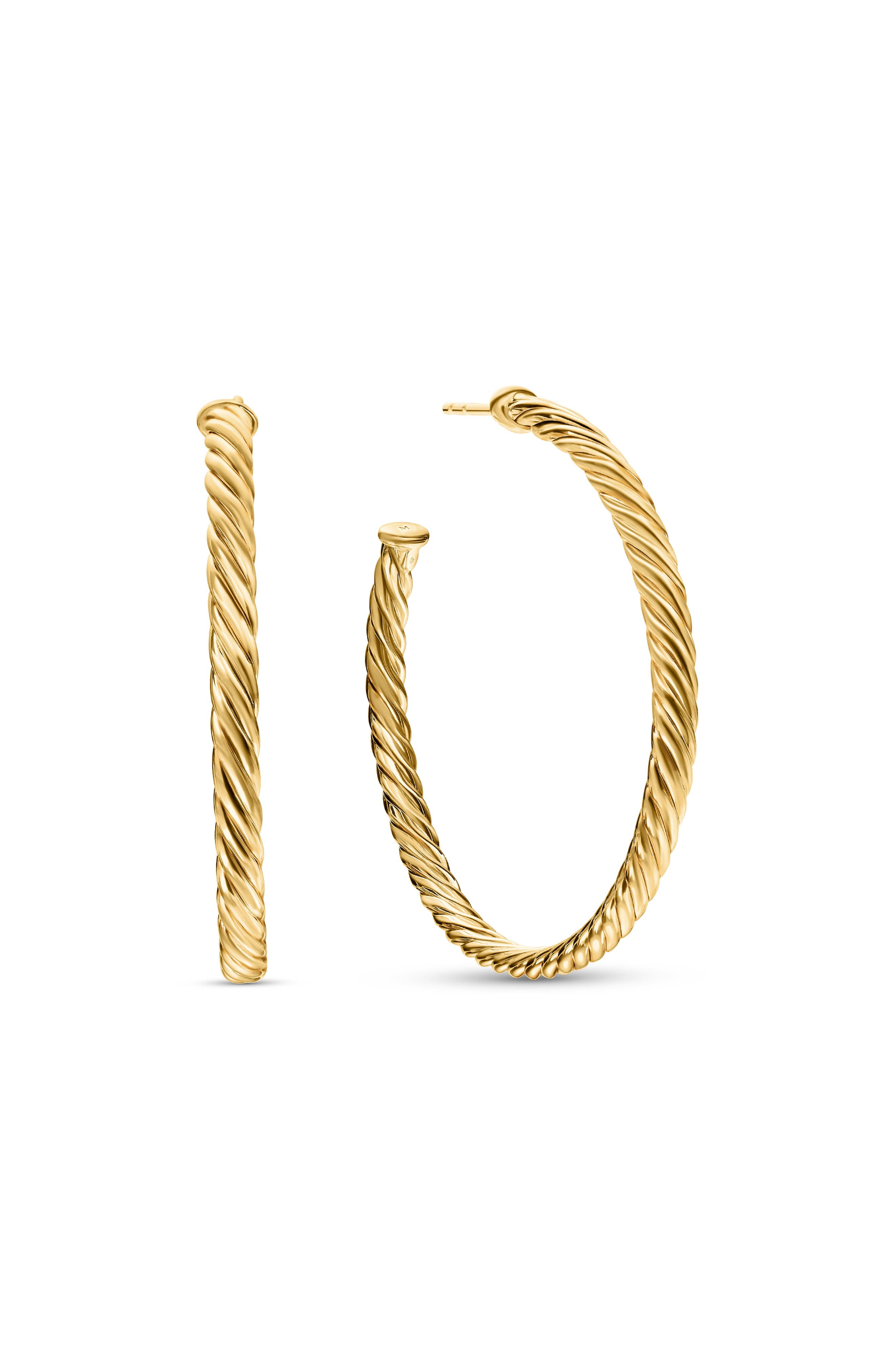 David Yurman Cable Spiral Hoop Earrings in Gold at Nordstrom - 1