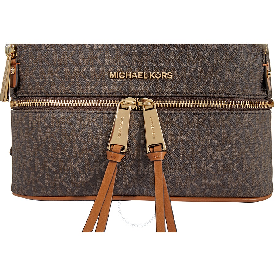 Michael Kors - Michael Kors Rhea Medium Logo Print Backpack - Brown - 5