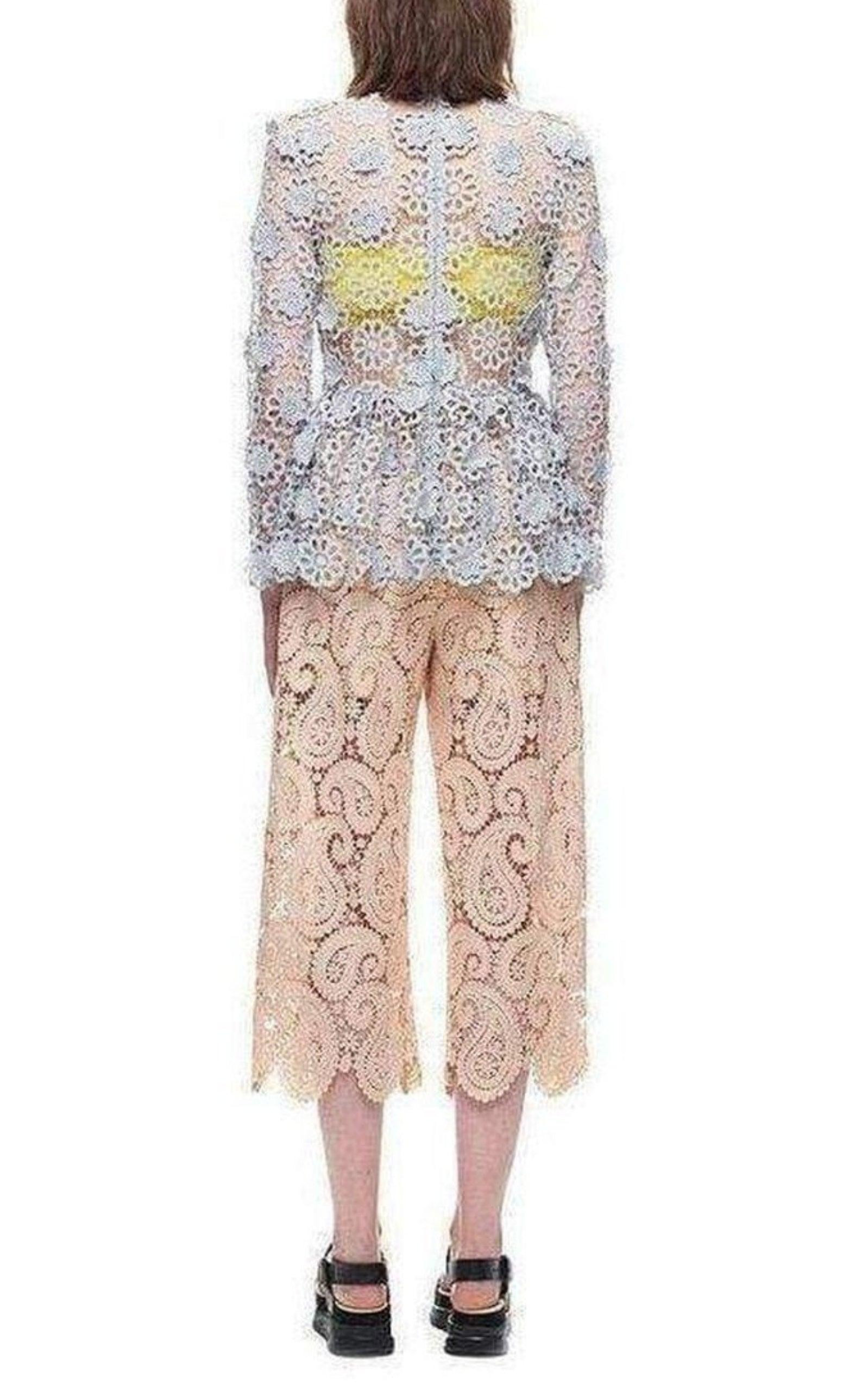 Ice Grey 3D Floral Guipure Lace Shirt - 3