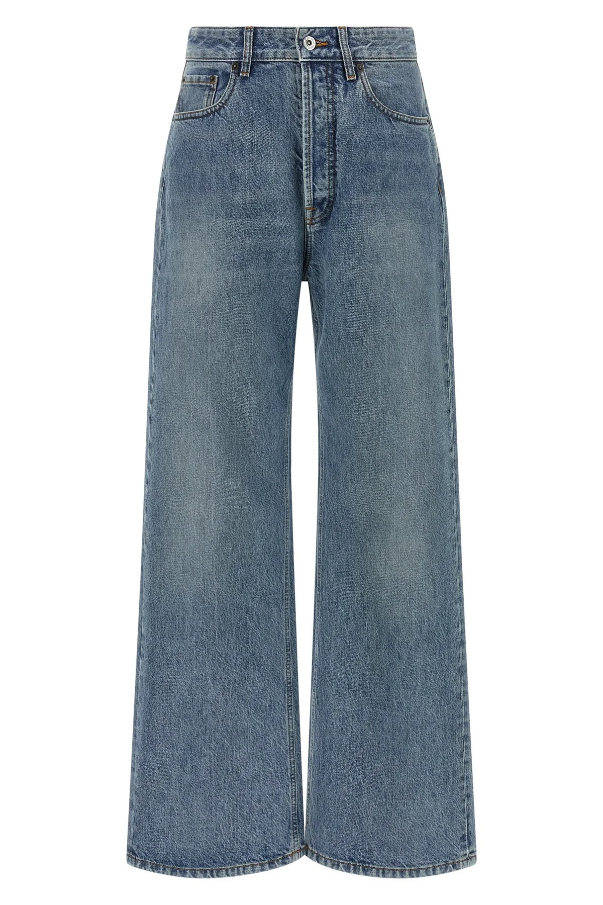 Miu Miu Washed Denim Jeans with Embroidered Logo - 1