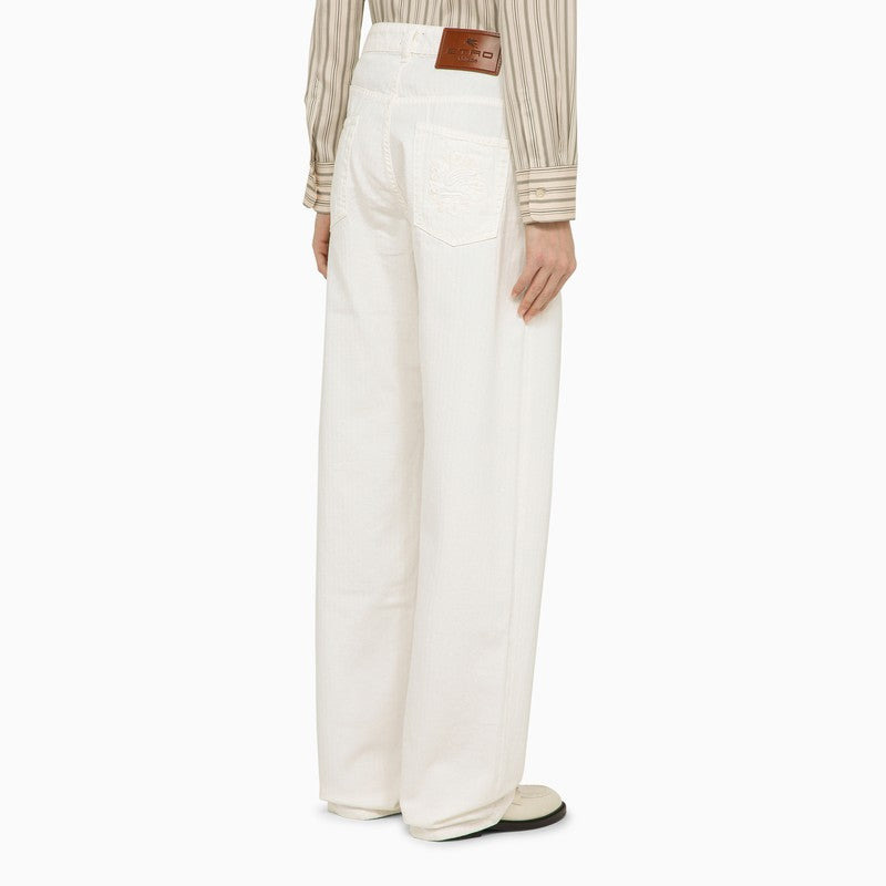 Etro White Denim Baggy Jeans Women - 2