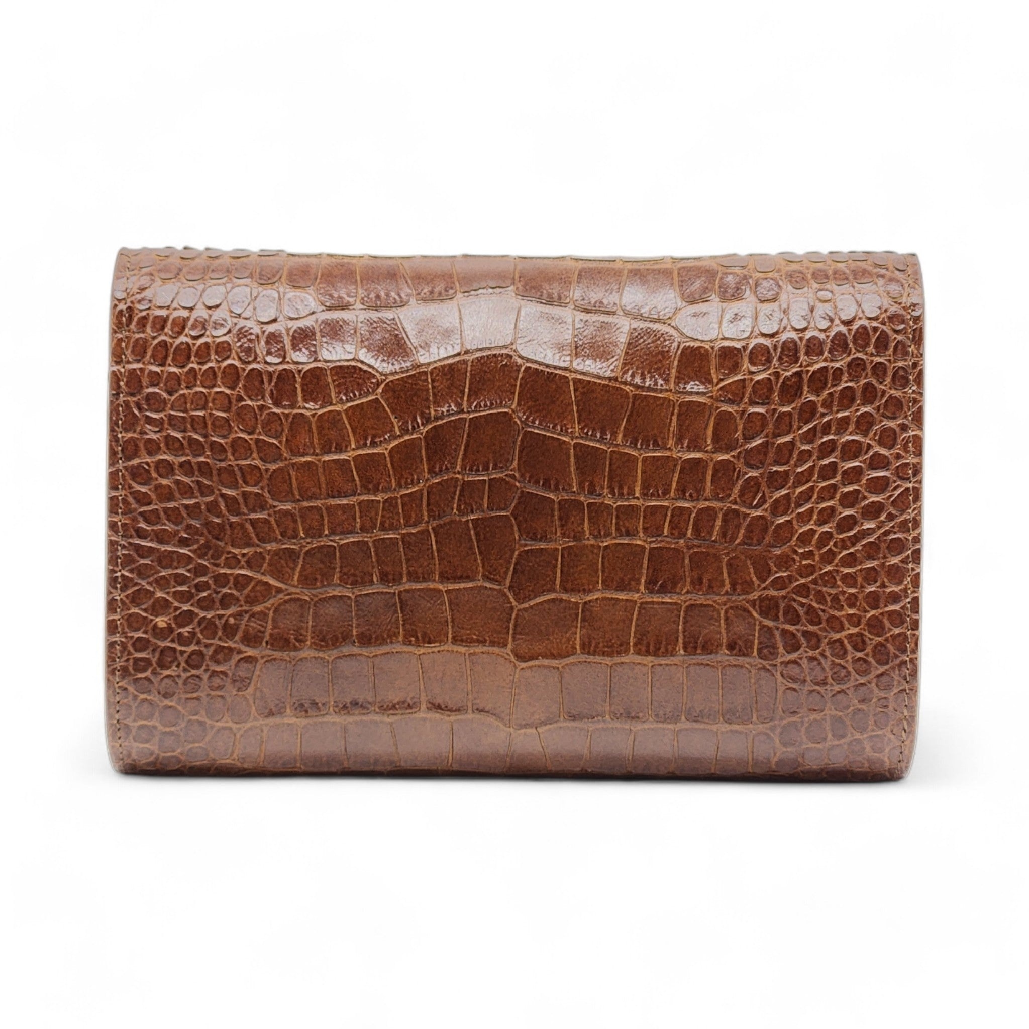 Giuseppe Zanotti Emilee Clutch Shoulder Bag - Croc Print Leather - Brown - 3