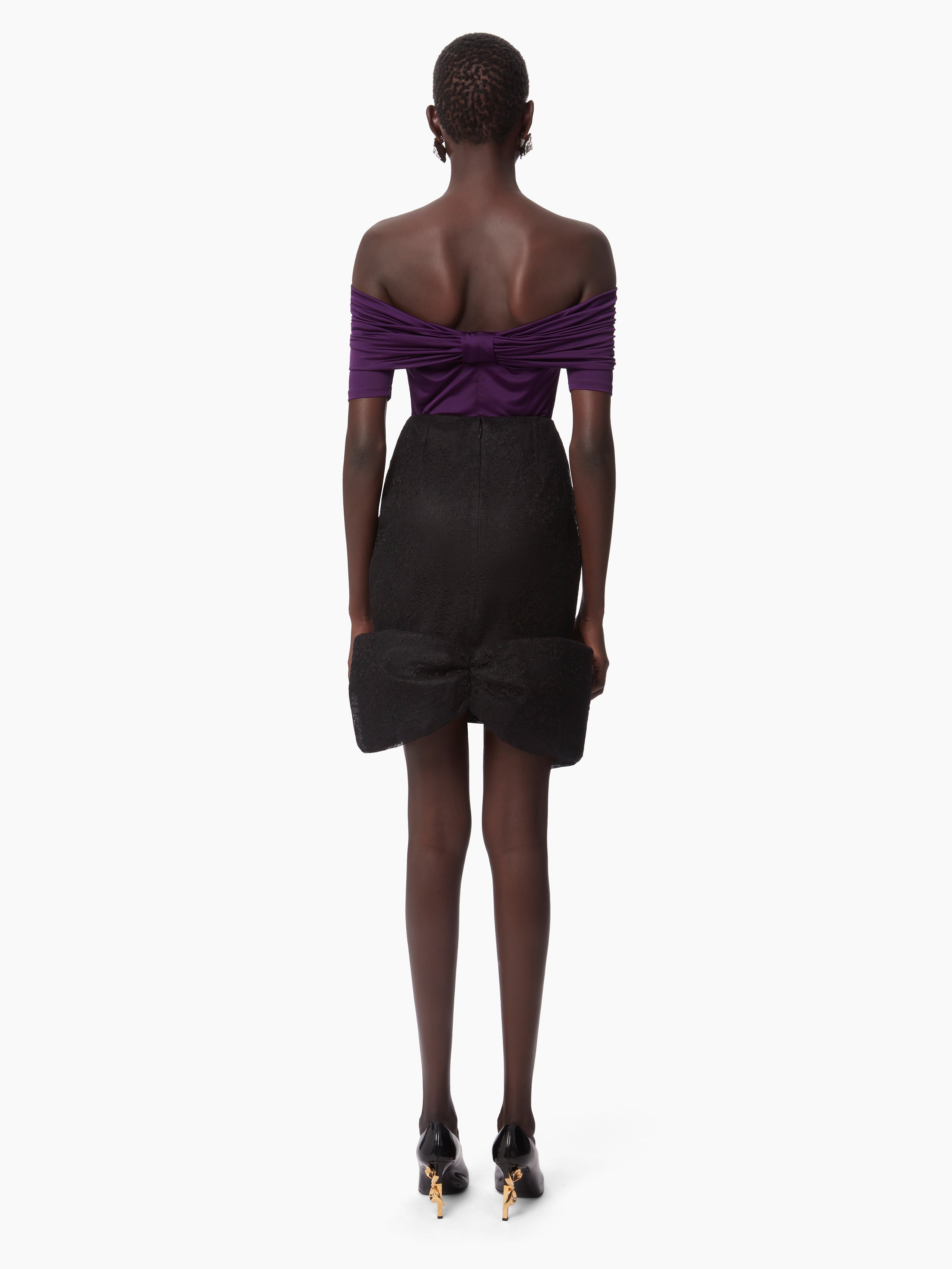 MIDI SKIRT WITH LACE BOW - 4