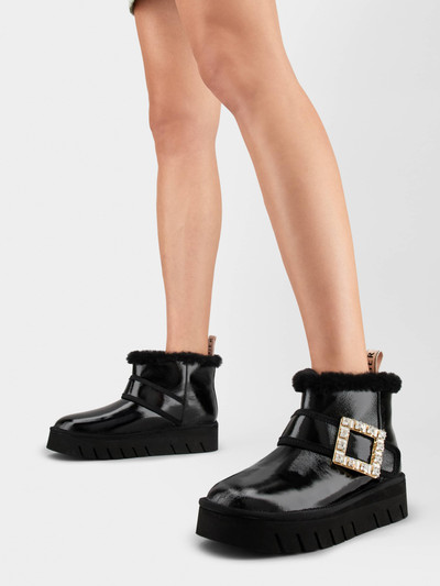 Roger Vivier Viv' Winter Fur Strass Buckle Ankle Boots in Patent Leather outlook