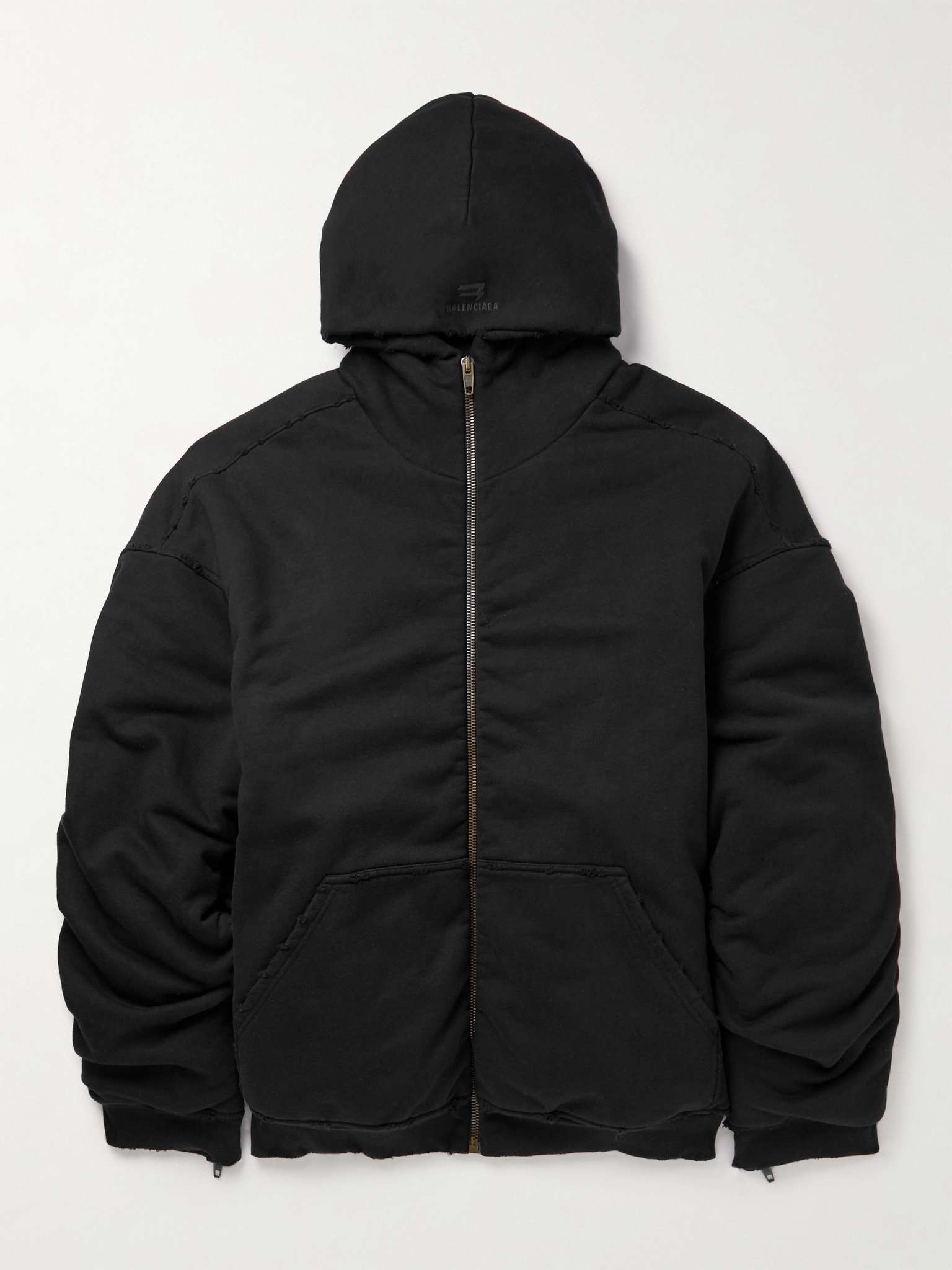 Oversized Padded Cotton-Jersey Hooded Bomber Jacket - 1