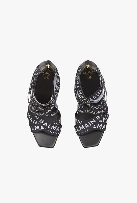 Black Union sandals with white Balmain logo print - 4