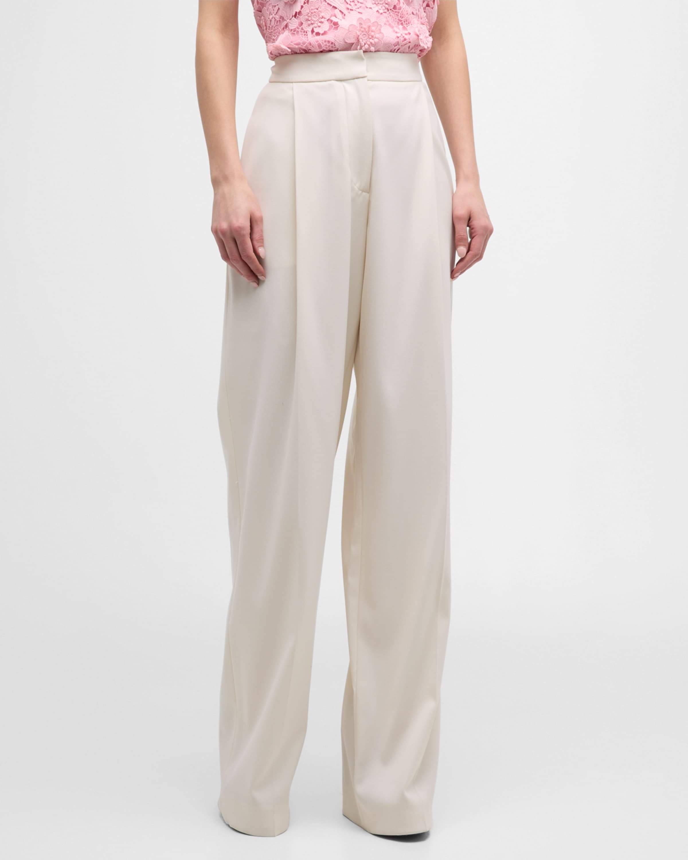 Wool Pleated Wide-Leg Pants - 2