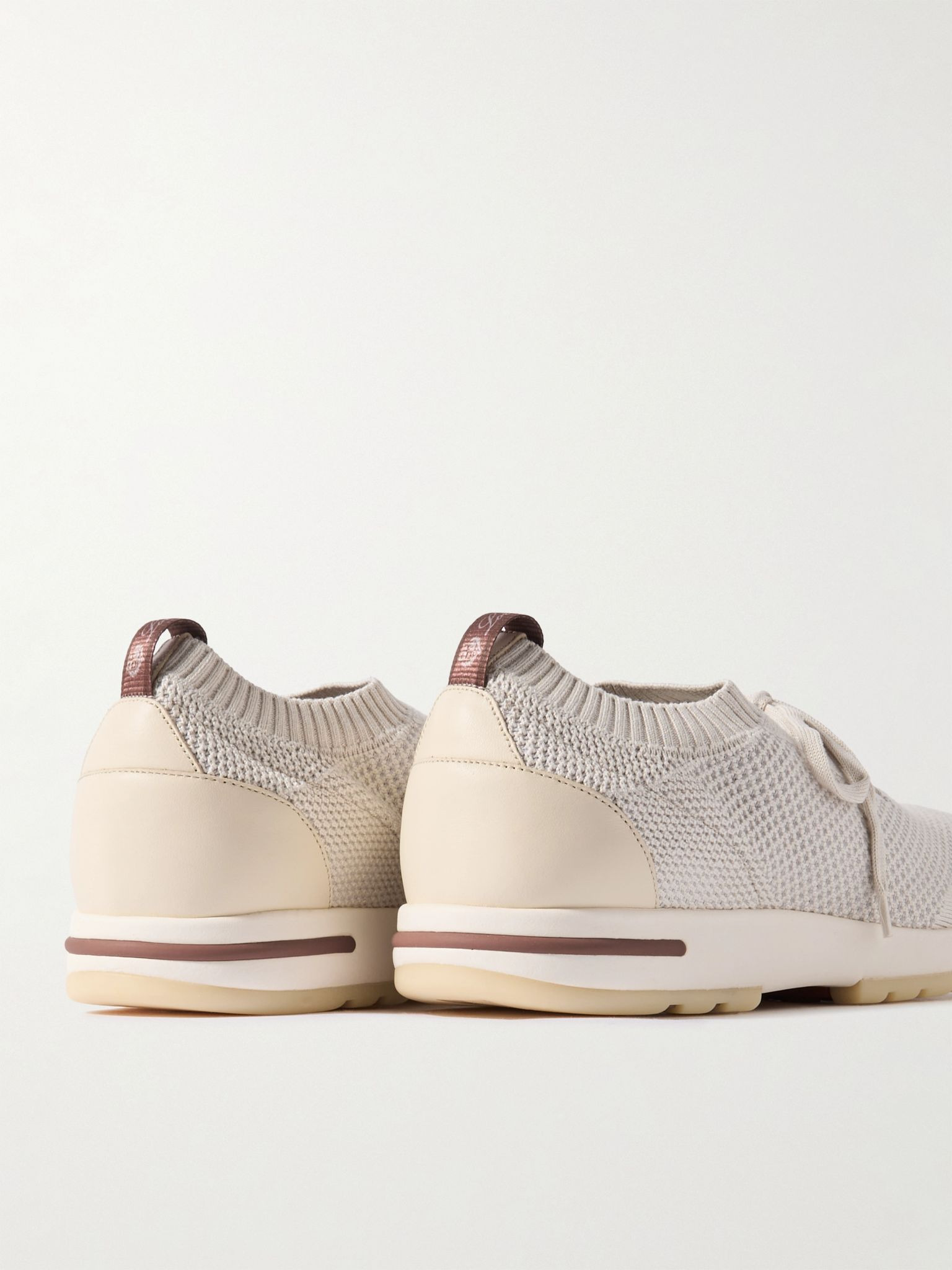 360 Flexy Leather-Trimmed Knitted Wish® Wool Sneakers Gray - 5