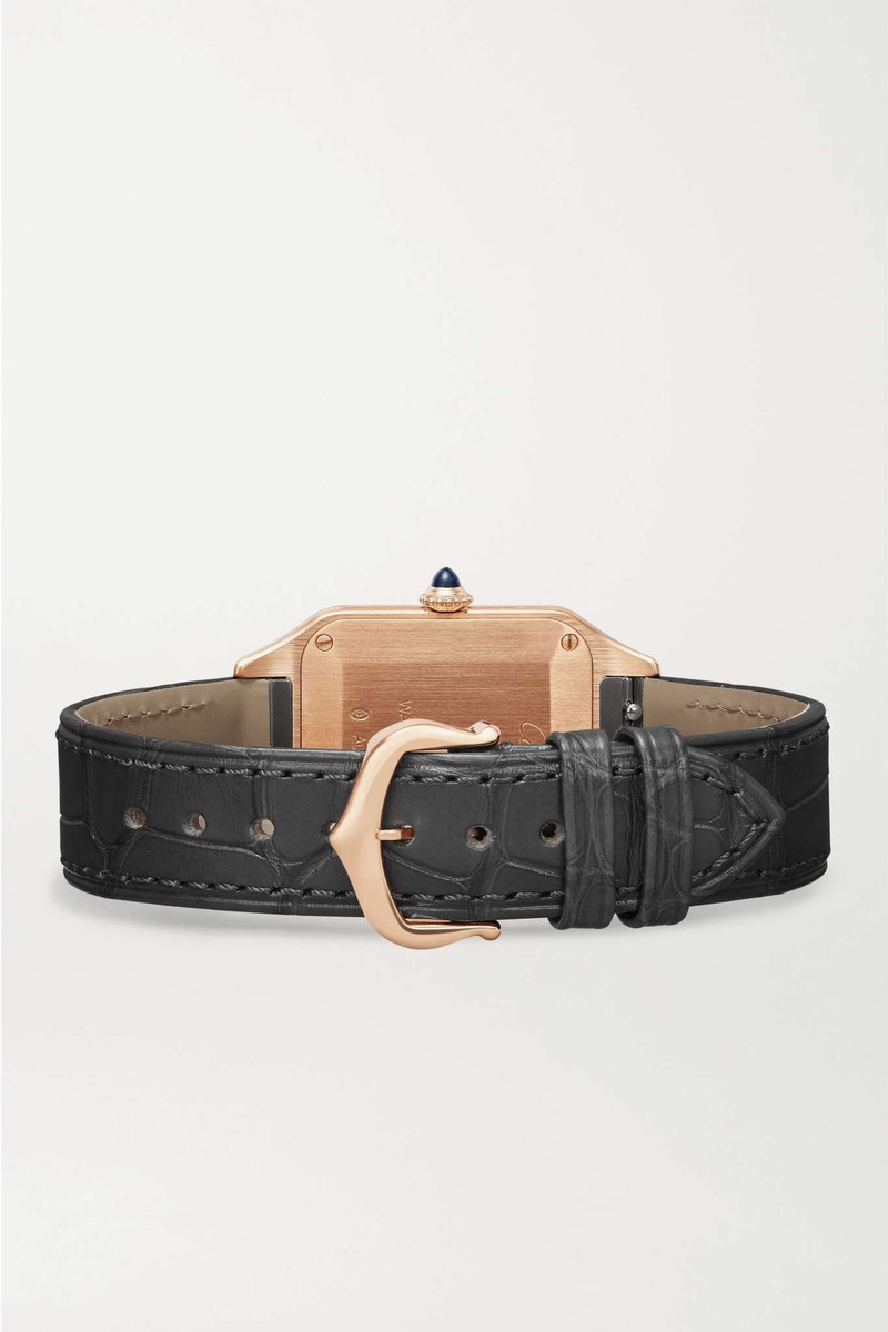 Santos-Dumont 38mm small 18-karat rose gold and alligator watch 6