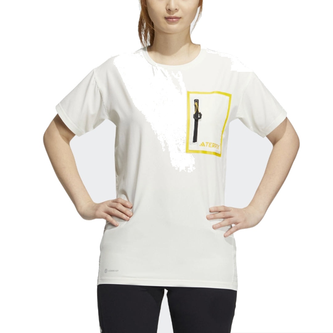 (WMNS) adidas National Geographic T-Shirt Asia Sizing 'White Yellow' IC1997 - 3