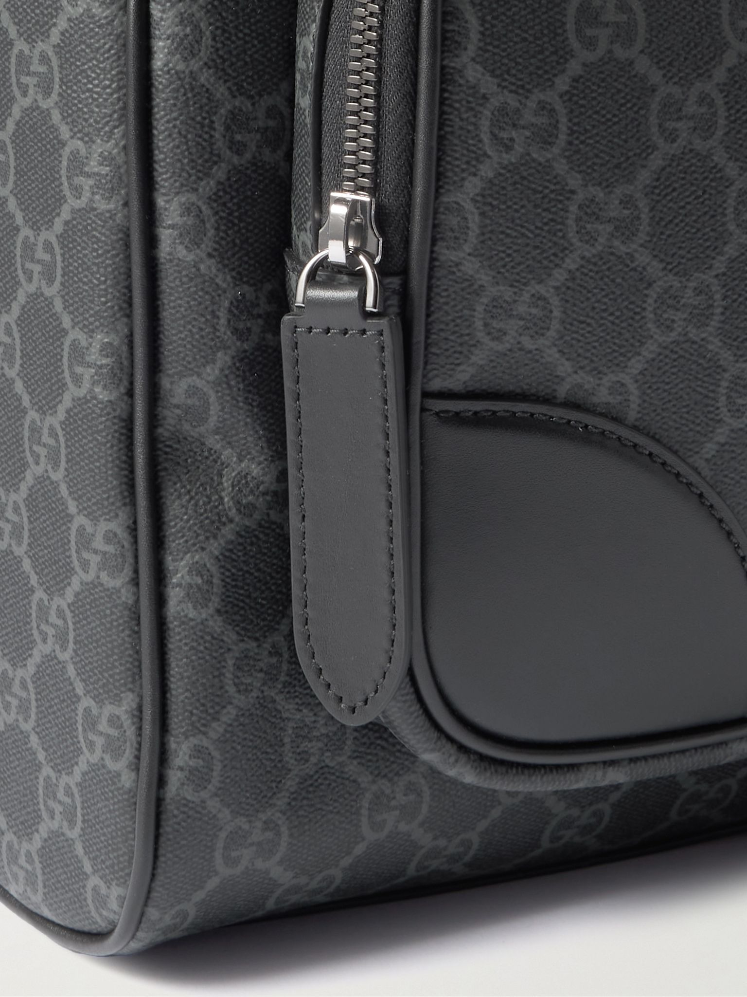 GG Leather-Trimmed Monogrammed Coated-Canvas Backpack Black - 4